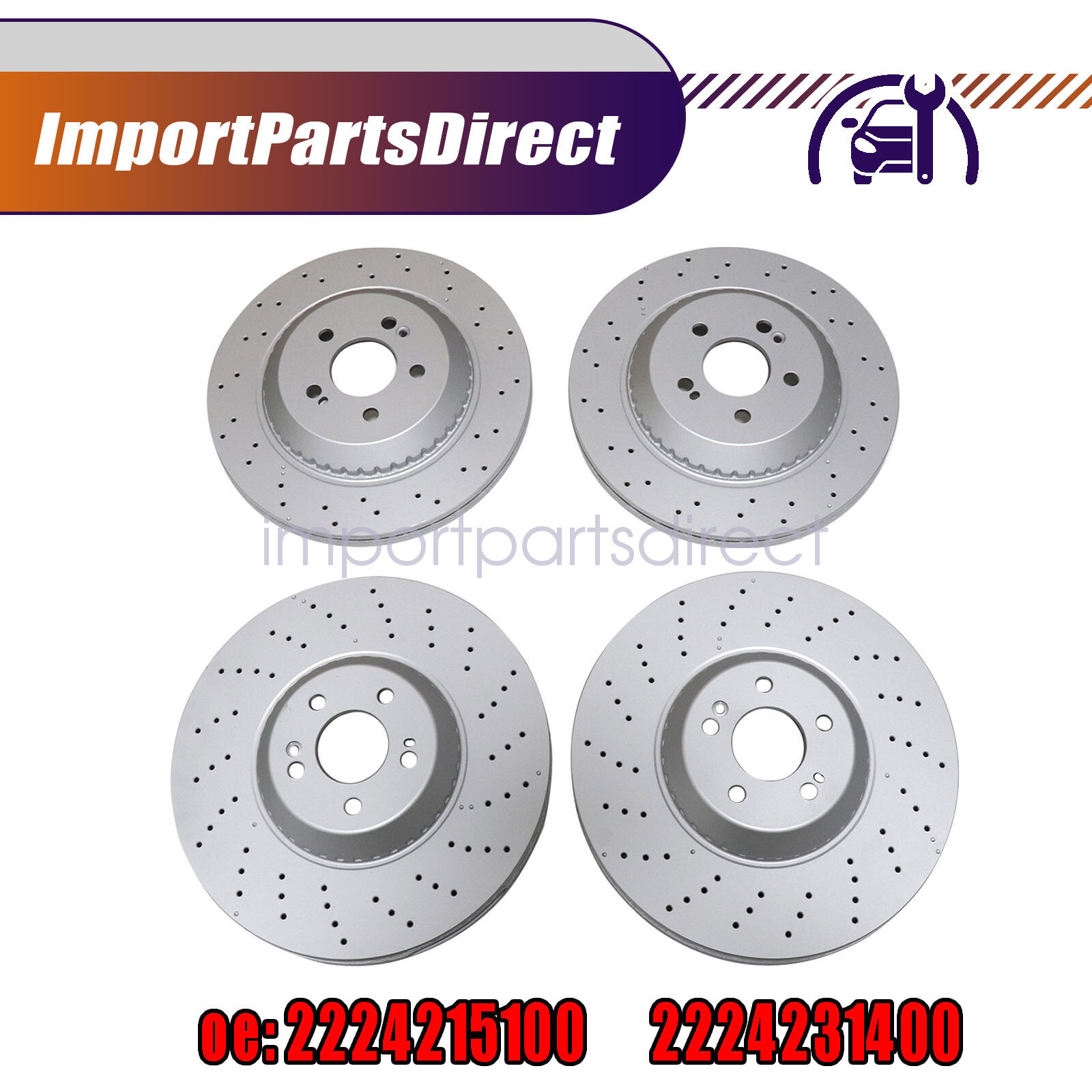 2224215100 For Mercedes W222 2014-2019 Front + Rear Brake Disc Rotors 2224231400