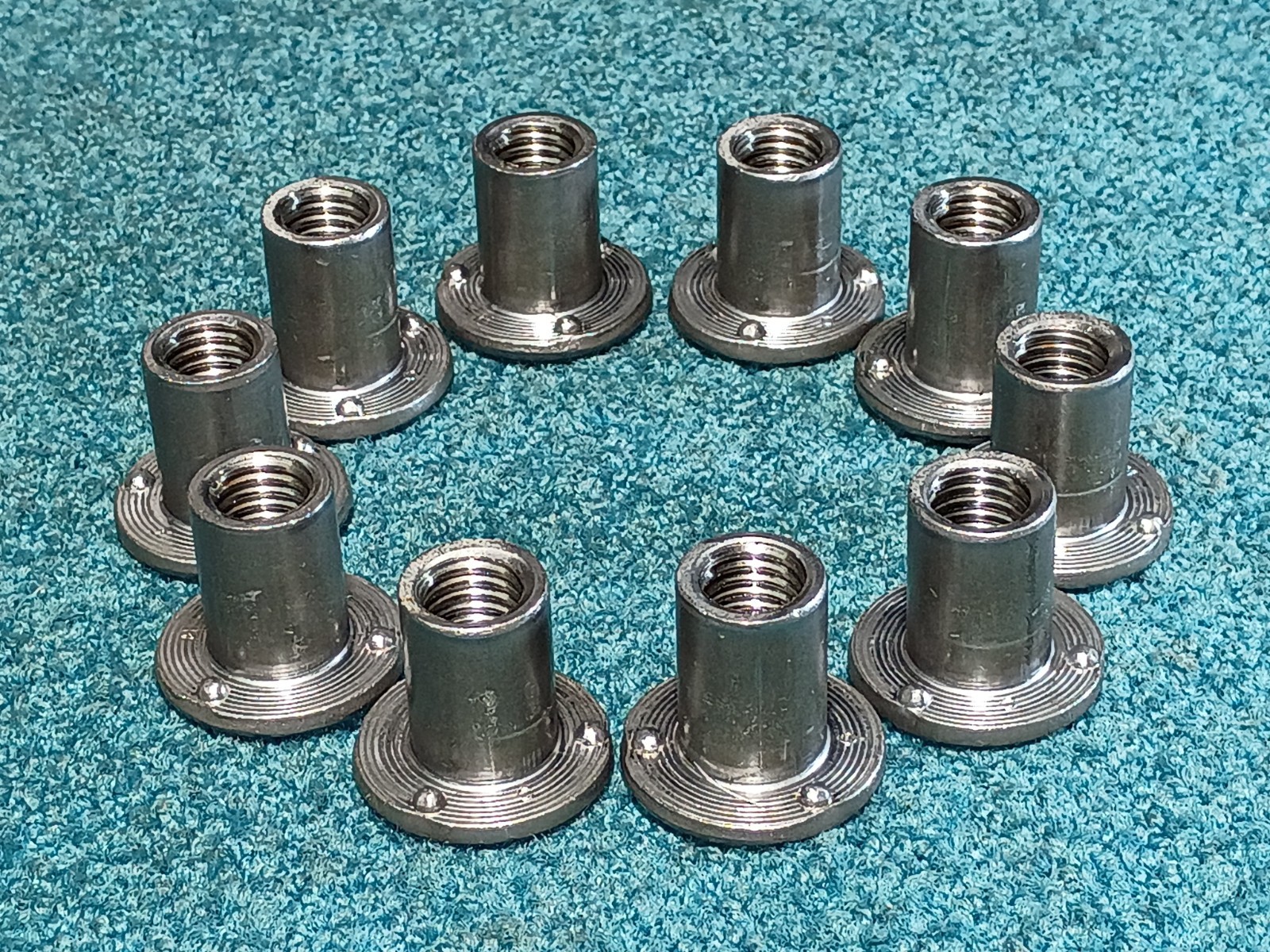 (10) Weld Nuts Round Base Thin Metal Thread Solution M12x1.75 Steel, 5/8\