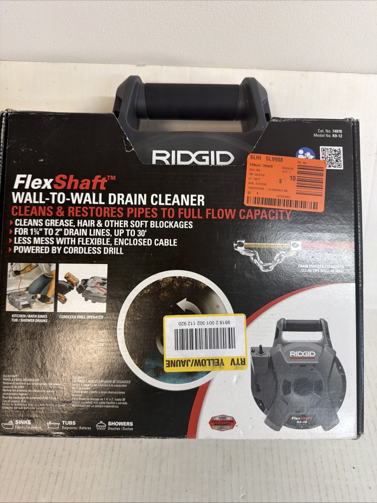 Ridgid 74978 FlexShaft K9-12 Drain Cleaning Machine. USED READ DESCRIPTION