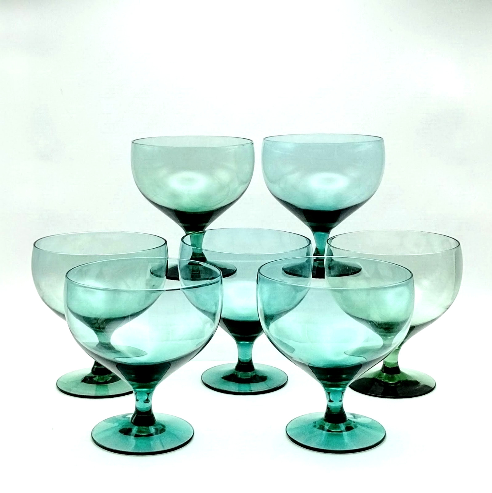 Morgantown Russel Wright American Modern Water Goblets Set of 7 Seafoam Green