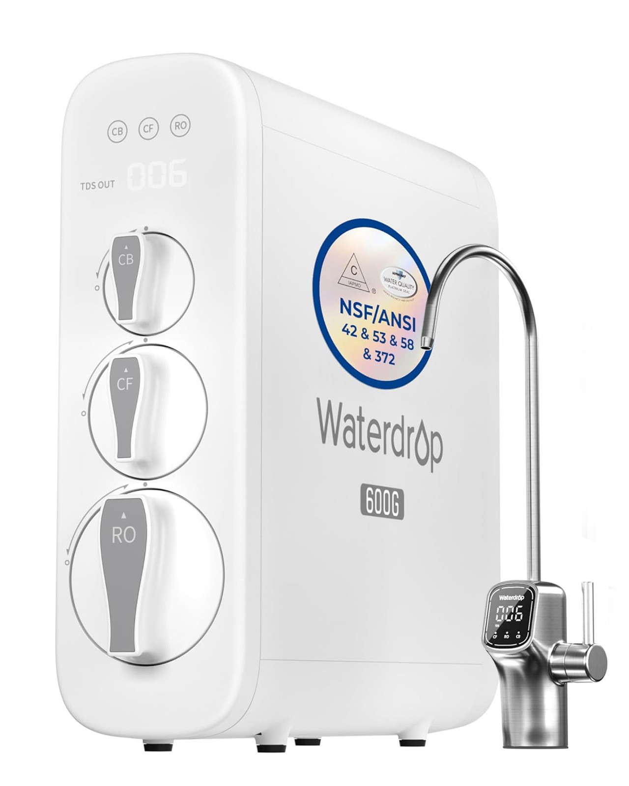 Waterdrop G3P600 Reverse Osmosis System 8-stage Filtration-Certified Refurbished