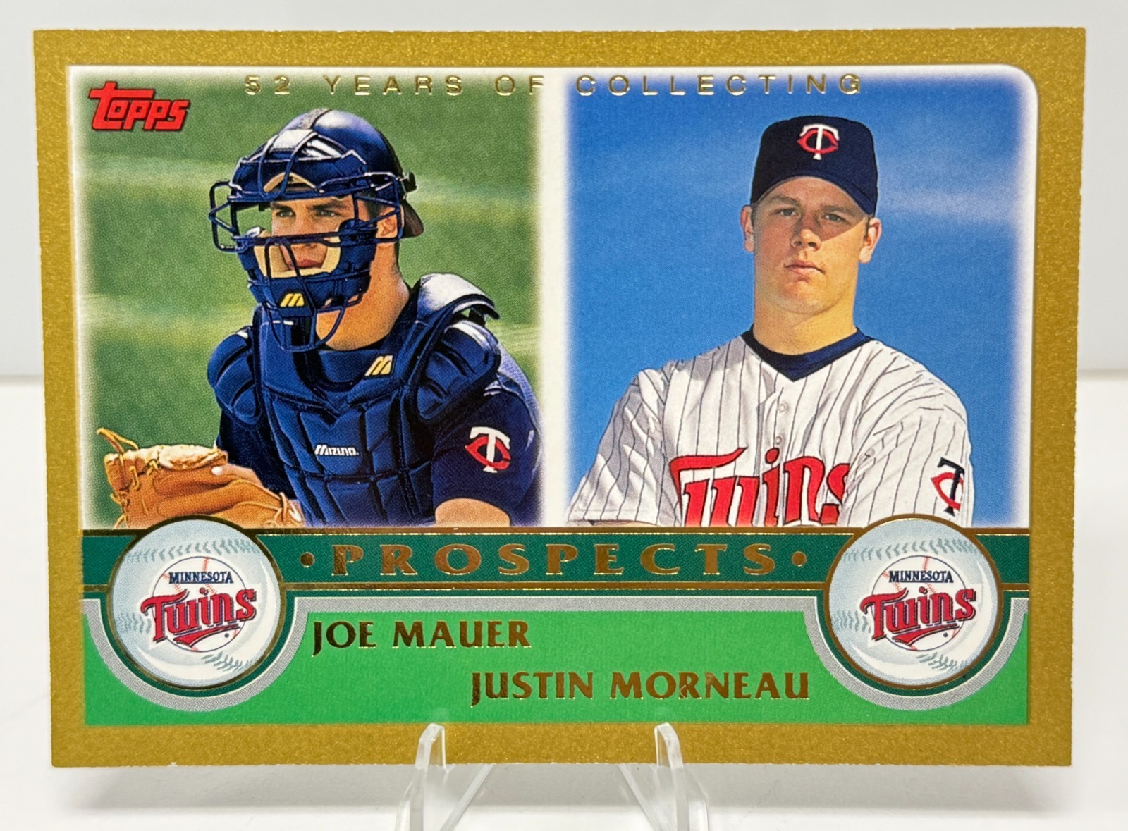 2003 Topps Gold #680 Joe Mauer Justin Morneau Prospects /2003 Twins HOF