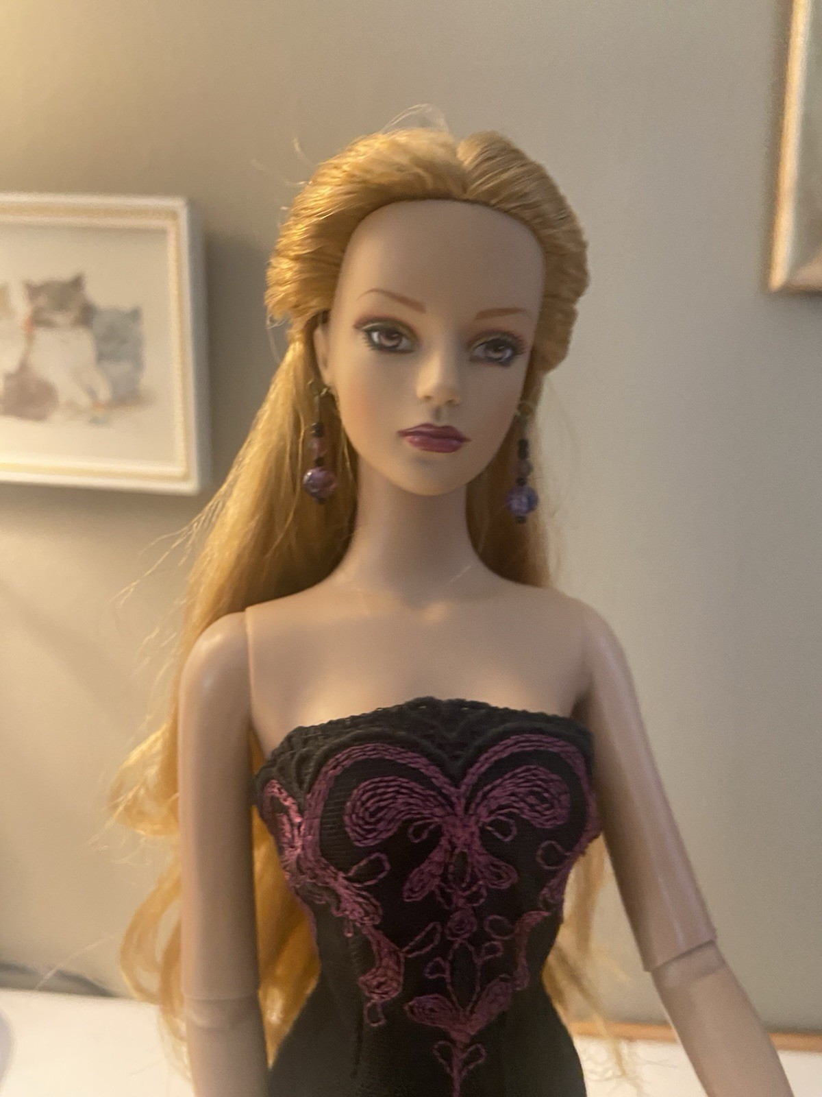 Tonner Tyler Sydney Strawberry Blonde Hair OOAK Mermaid Black Silk Gown