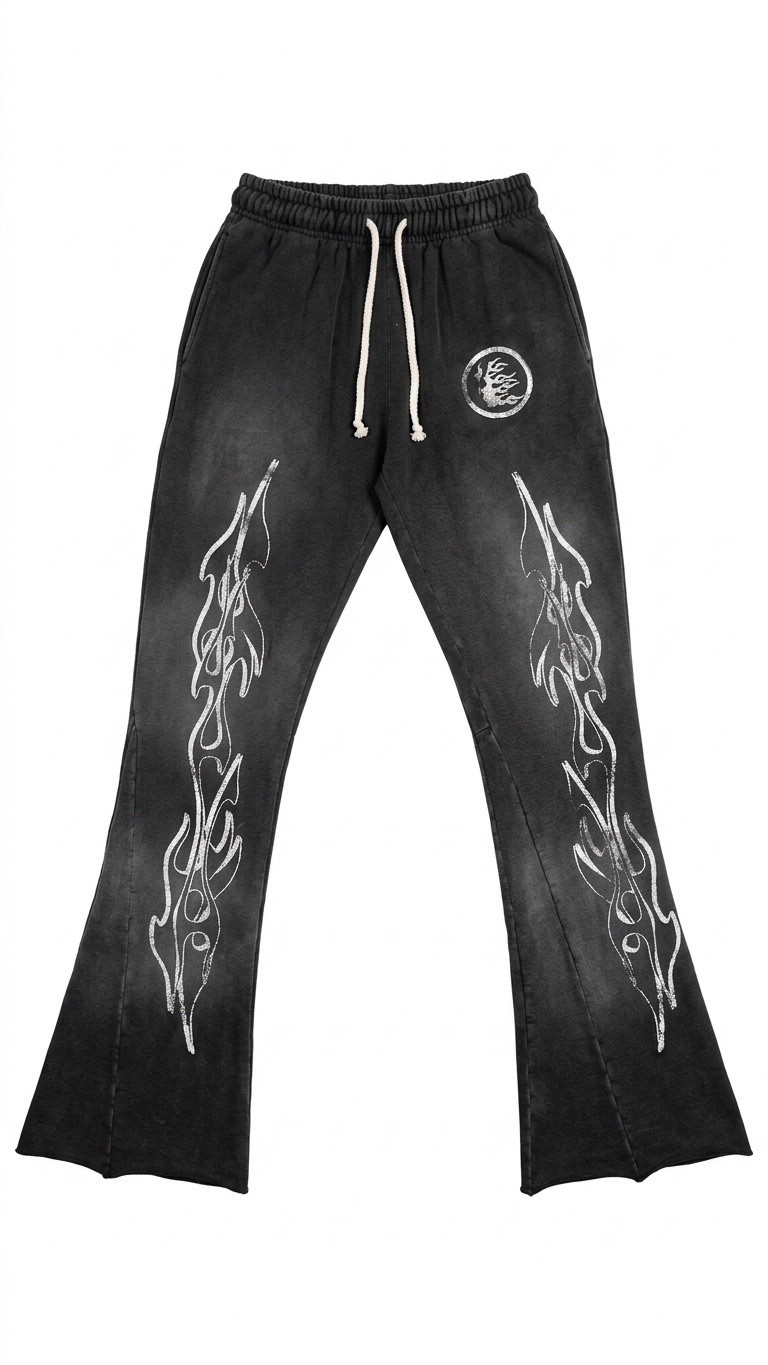 Black Hellstar Sweatpants Black/Flames Size S