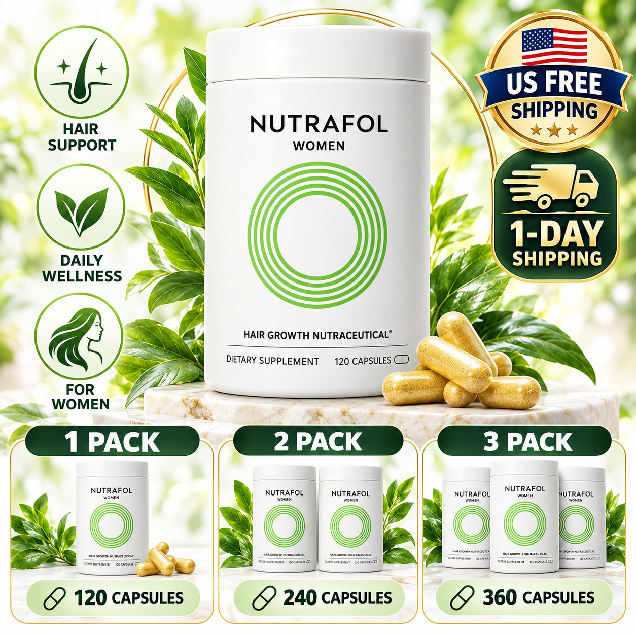 3pack Women Hair Growth Nutraceutical 120 Caps Hair Thinning Dietary Supplement 3pack Women Hair Growth Nutraceutical 120 Caps Hair Thinning Dietary Supplement
