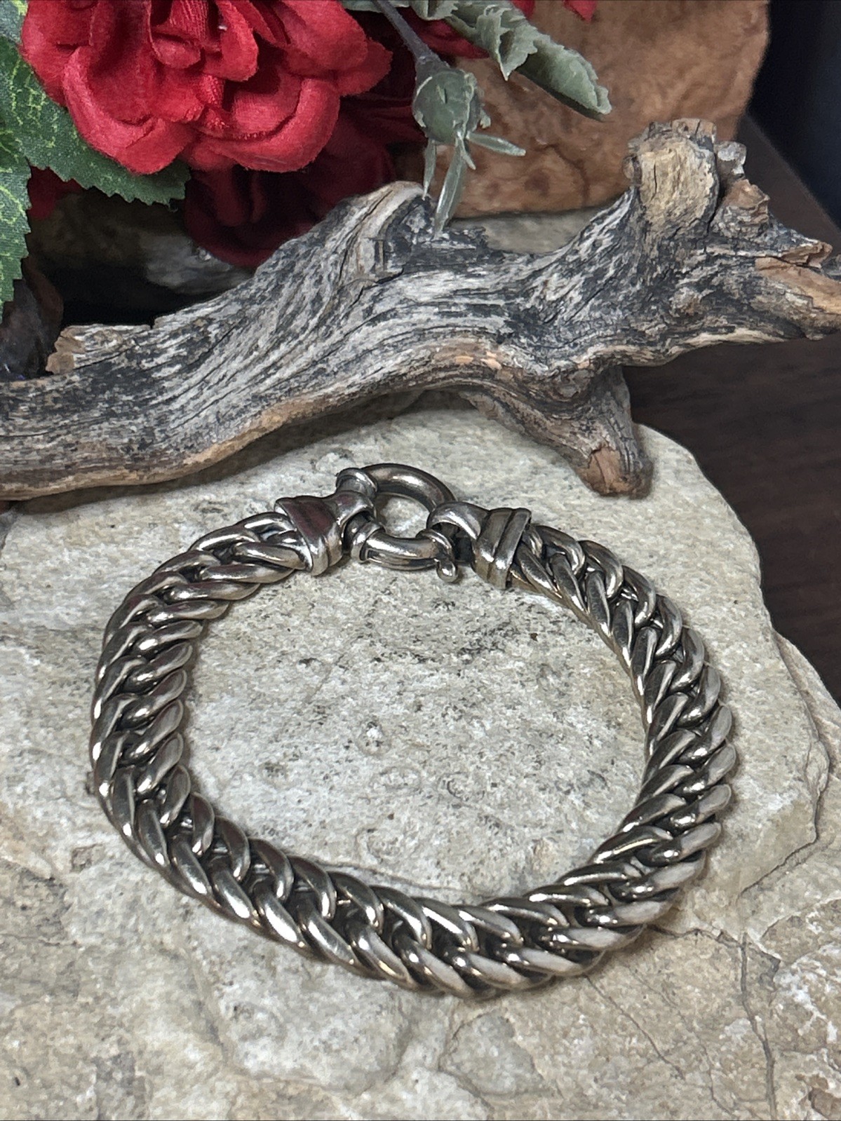 58. Vintage Veronese Sterling 925 Curb Link Chain Bracelet 7 5/8\