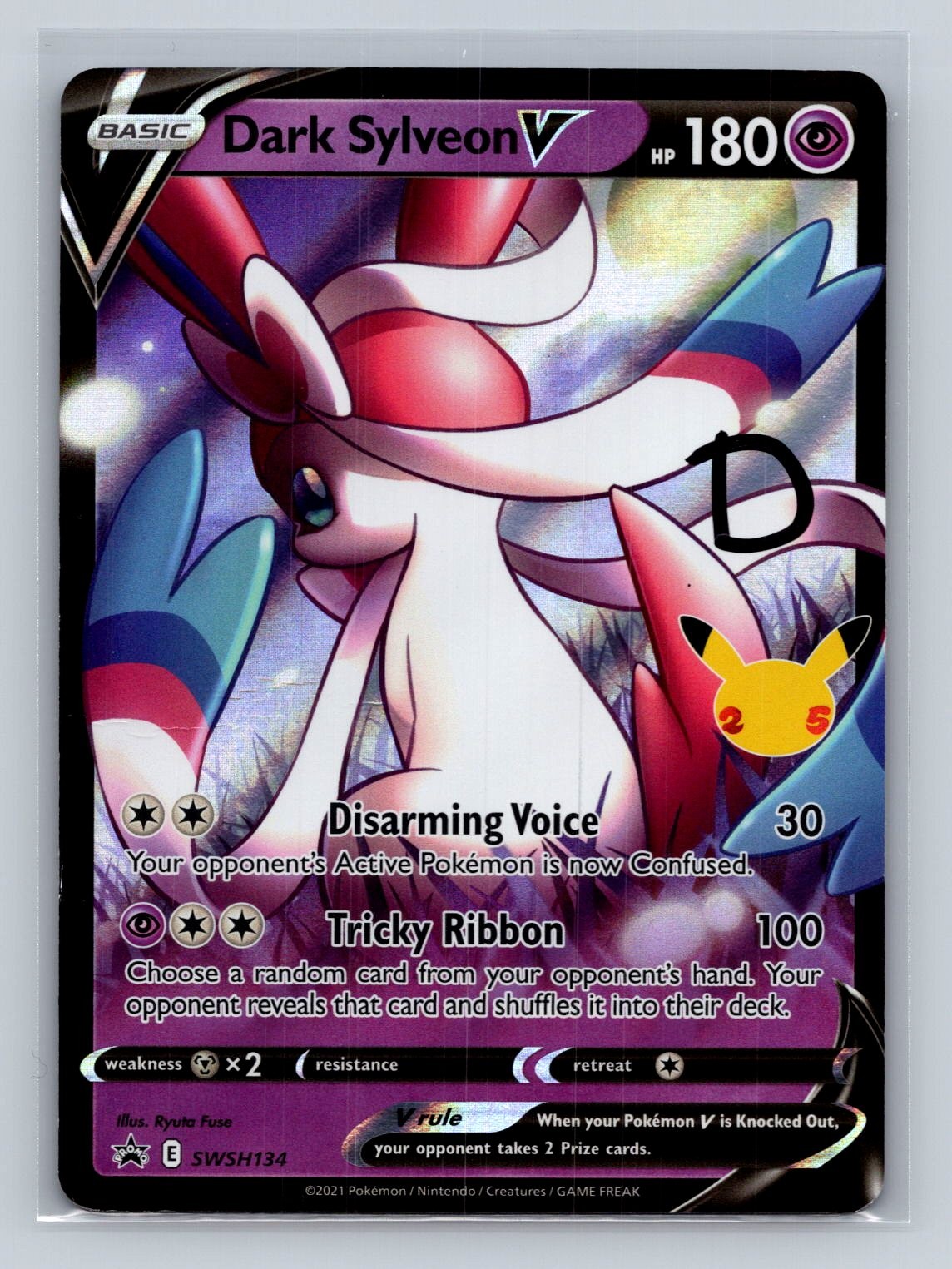 Dark Sylveon V SWSH134 Holo Promo Sword & Shield Promo Pokemon Damaged Dark Sylveon V SWSH134 Holo Promo Sword & Shield Promo Pokemon Damaged