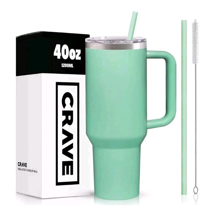40oz Crave Tumbler With Handle And Straw l Insulated Stainless Steel Double Wall