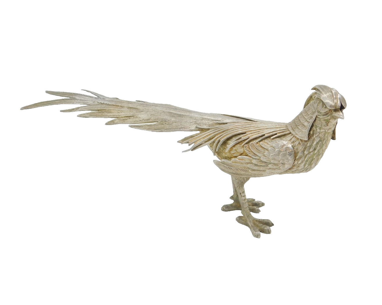 Spanish Sterling Silver Golden Pheasant Figurine Ornament Antique c1920s