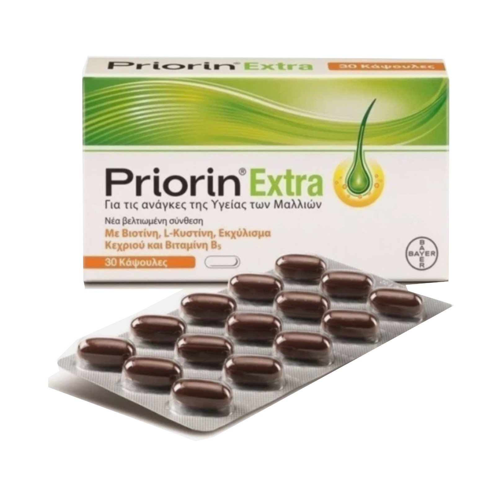 Priorin Extra By Baye Anti Hair Loss Treatment - Hair Growth Support 60 Caps