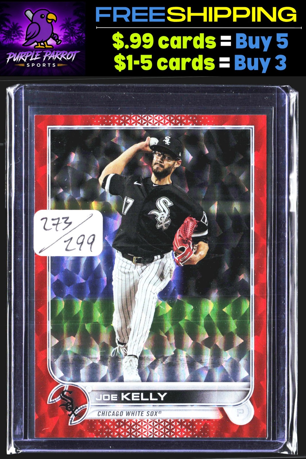 Joe Kelly 2022 Topps Update #US268 Orange Rainbow Foil #/299
