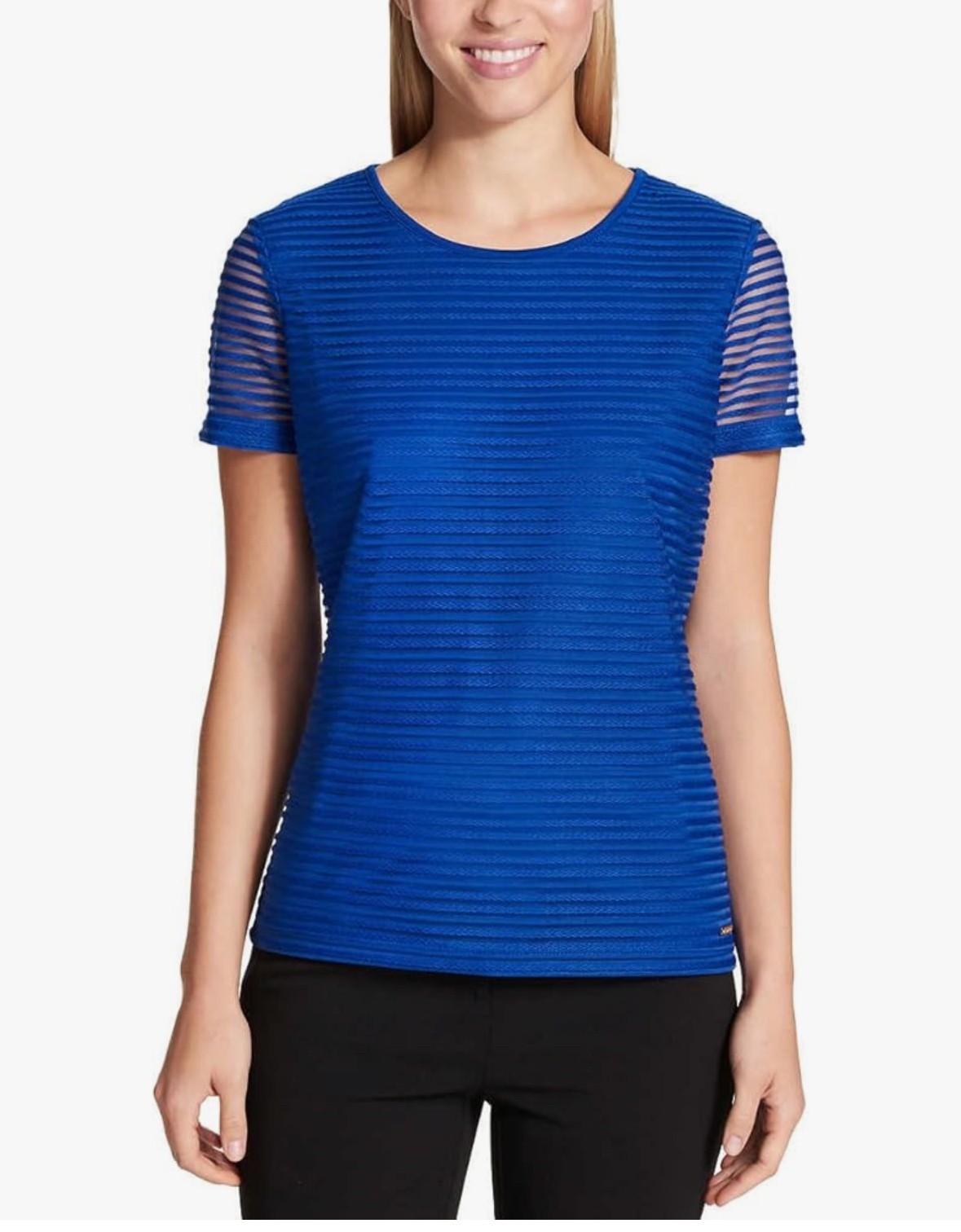 NWT Women\'s Calvin Klein Textured Short Sleeve Shirt Stretch NWT Women\'s Calvin Klein Textured Short Sleeve Shirt Stretch