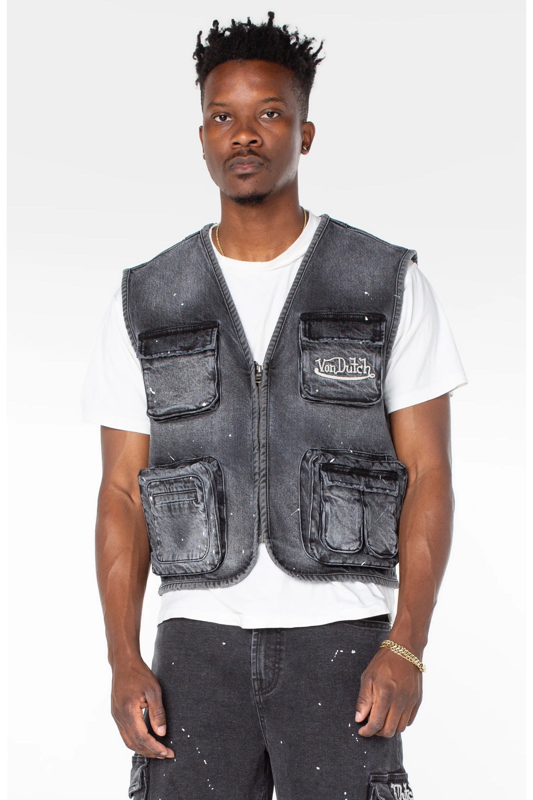 Von Dutch Men’s Utility Vest Denim Jacket Size XL