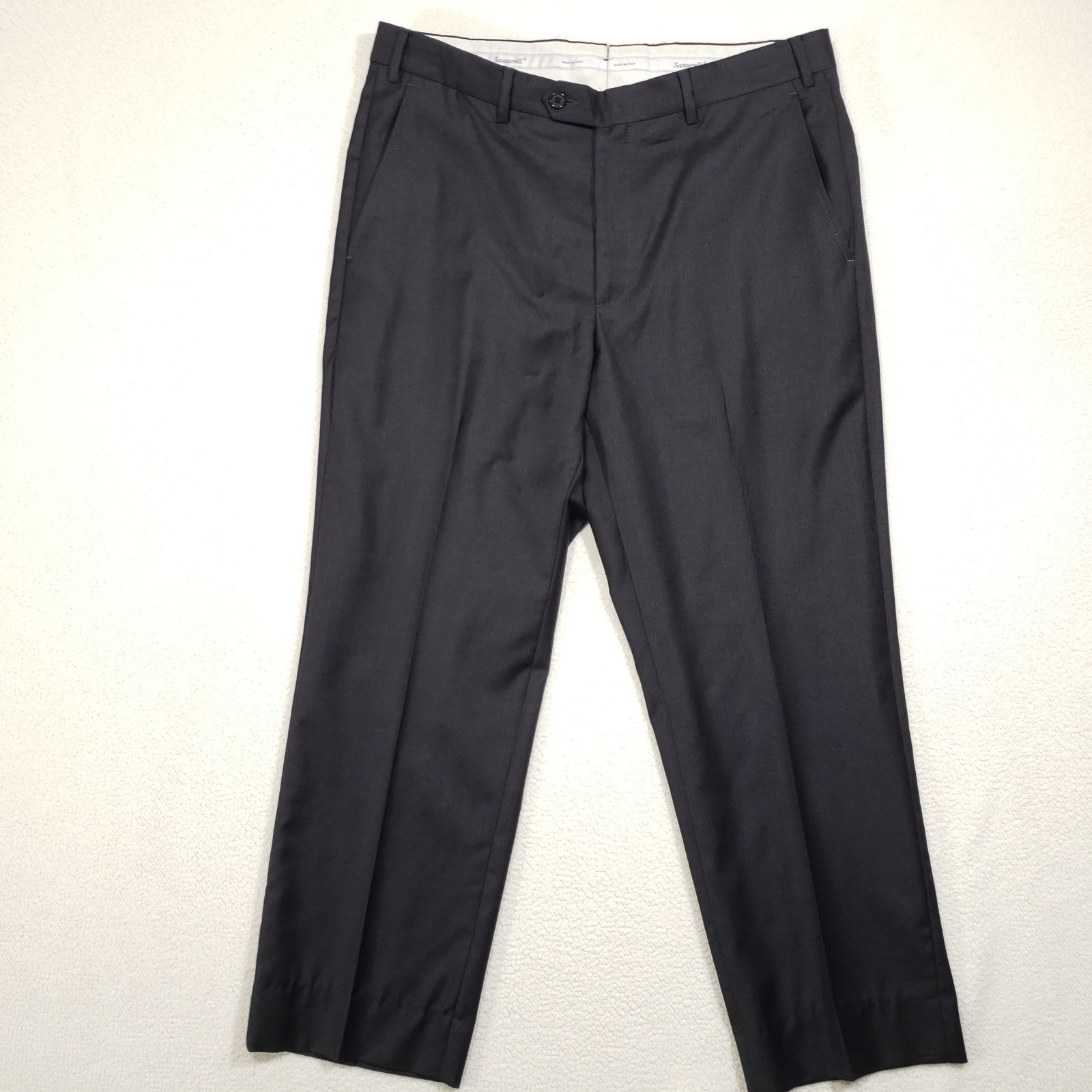 Santorelli Dress Pants Men 36 Charcoal Gray Roma Loro Piana Wool Slacks Italy