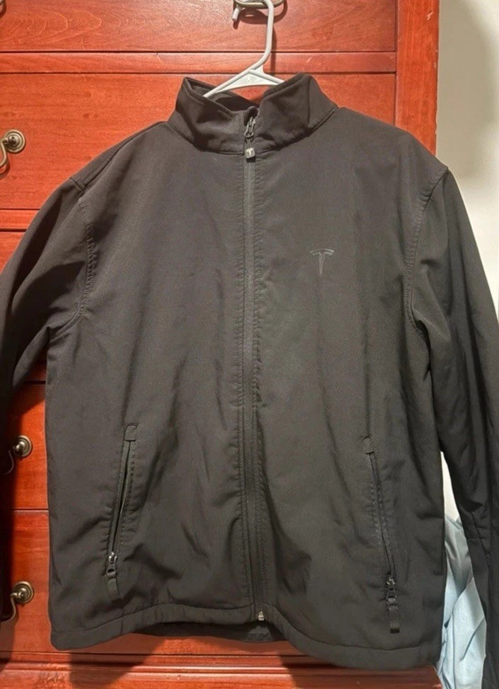 Tesla Men\'s Windbreaker Size Medium Black Full Zip Jacket