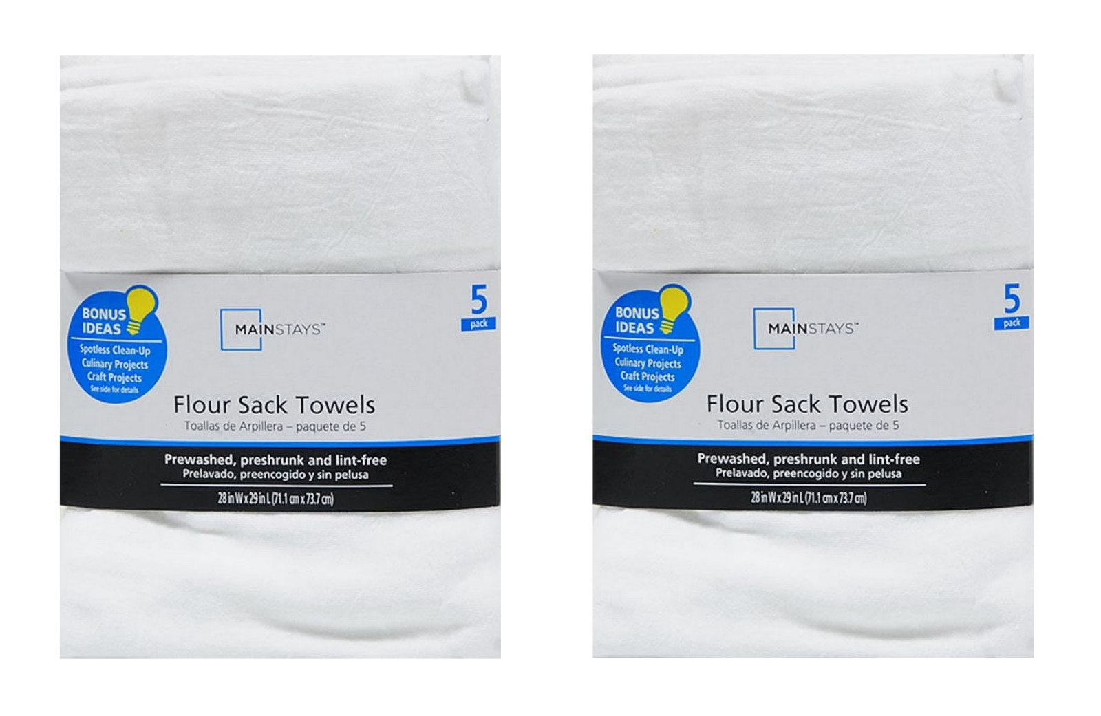 Mainstays White Flour Sack Kitchen Towel Set, 5-Piece pack of 2 Mainstays White Flour Sack Kitchen Towel Set, 5-Piece pack of 2