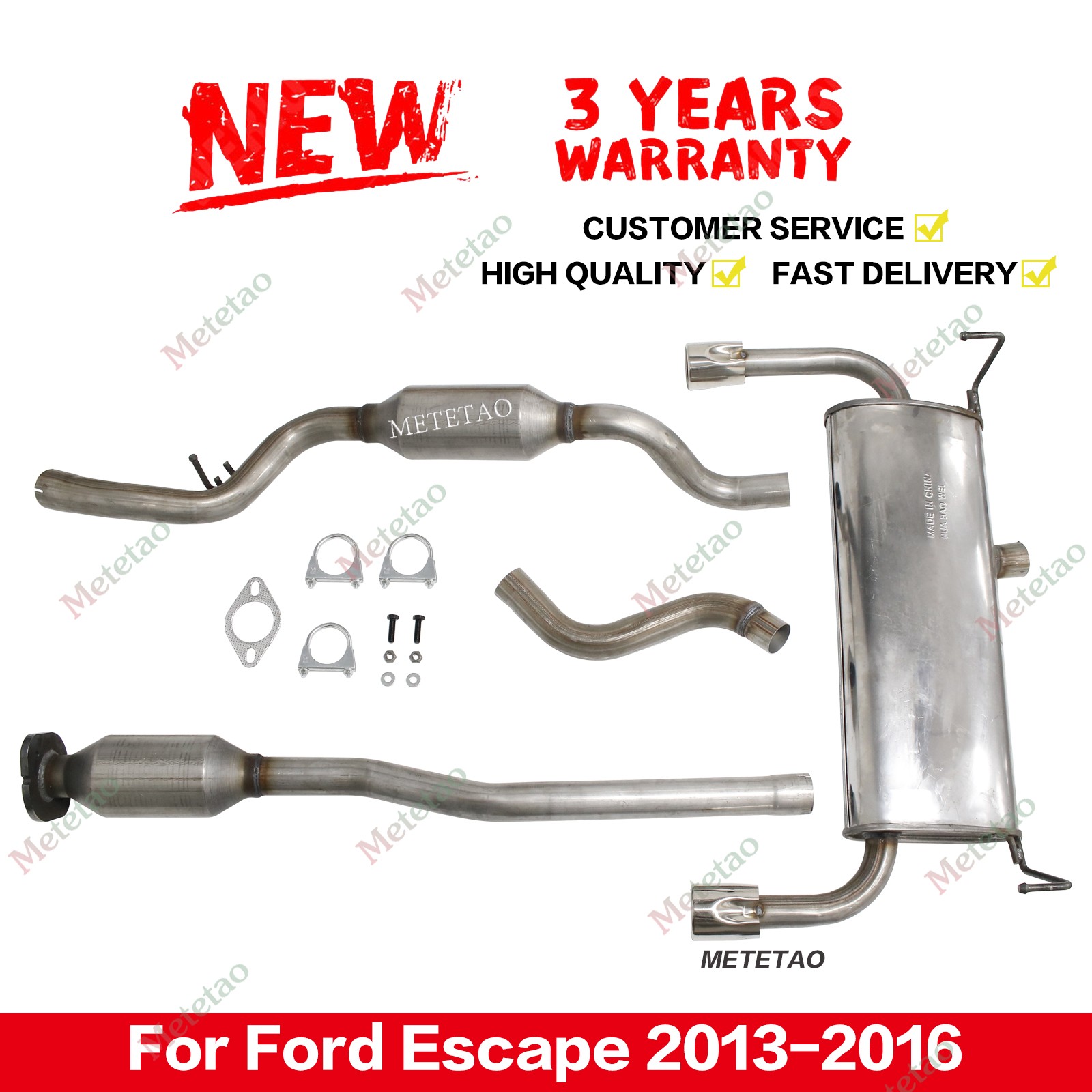 For Ford Escape 2013-2016 2.0 2.5L Exhaust Resonator Pipes Muffler catalytic