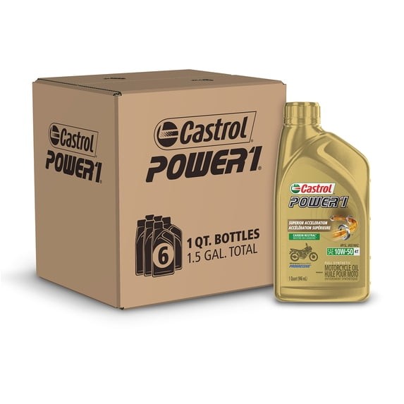 Castrol Power 1 4T 10W-50 Full Synthetic Motorcycle Oil, 1 Quart, Case of 6