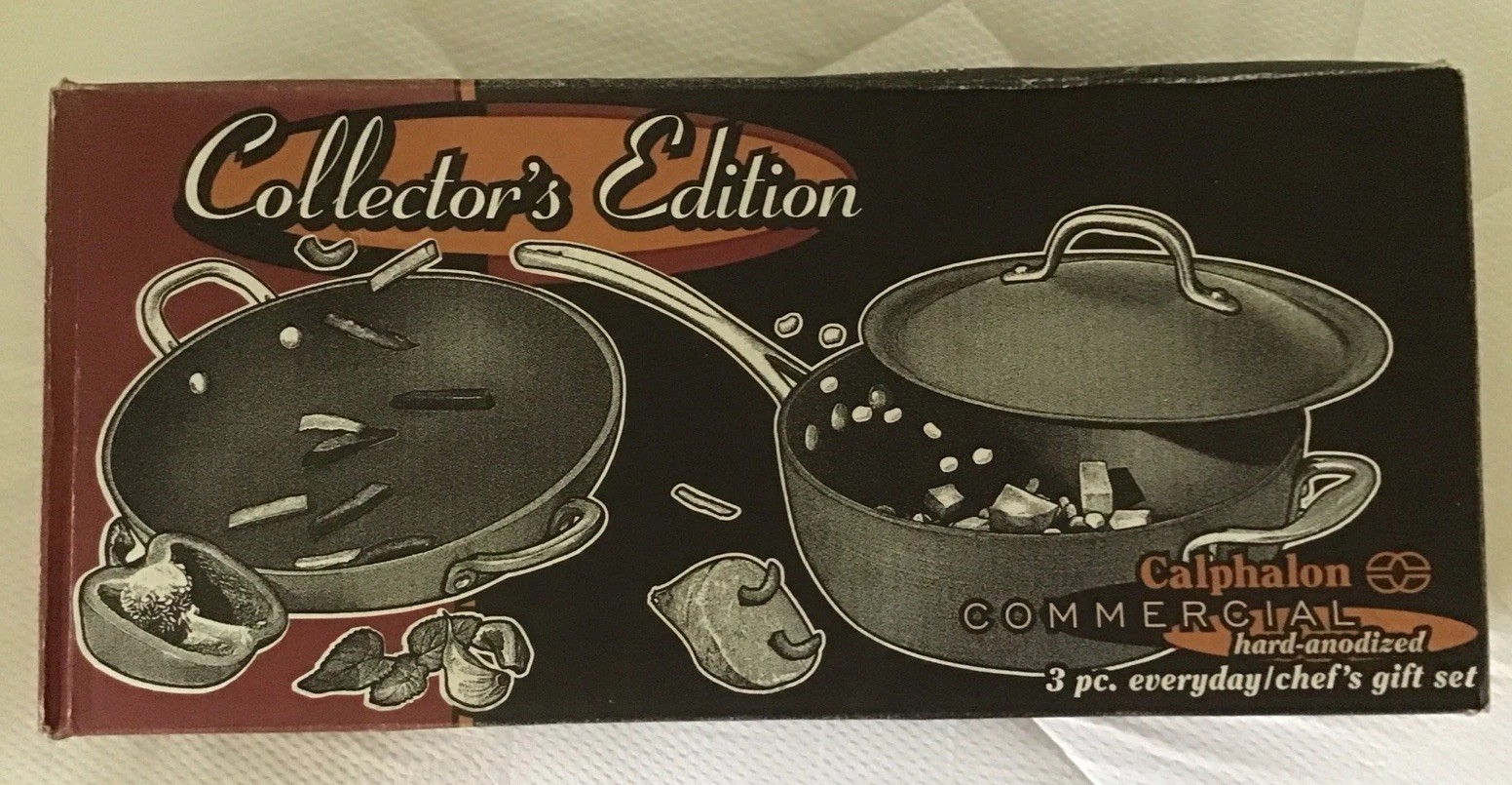 NEW Calphalon Commercial Hard Anodized Three Piece Cookware Set In Box NICE NEW Calphalon Commercial Hard Anodized Three Piece Cookware Set In Box NICE