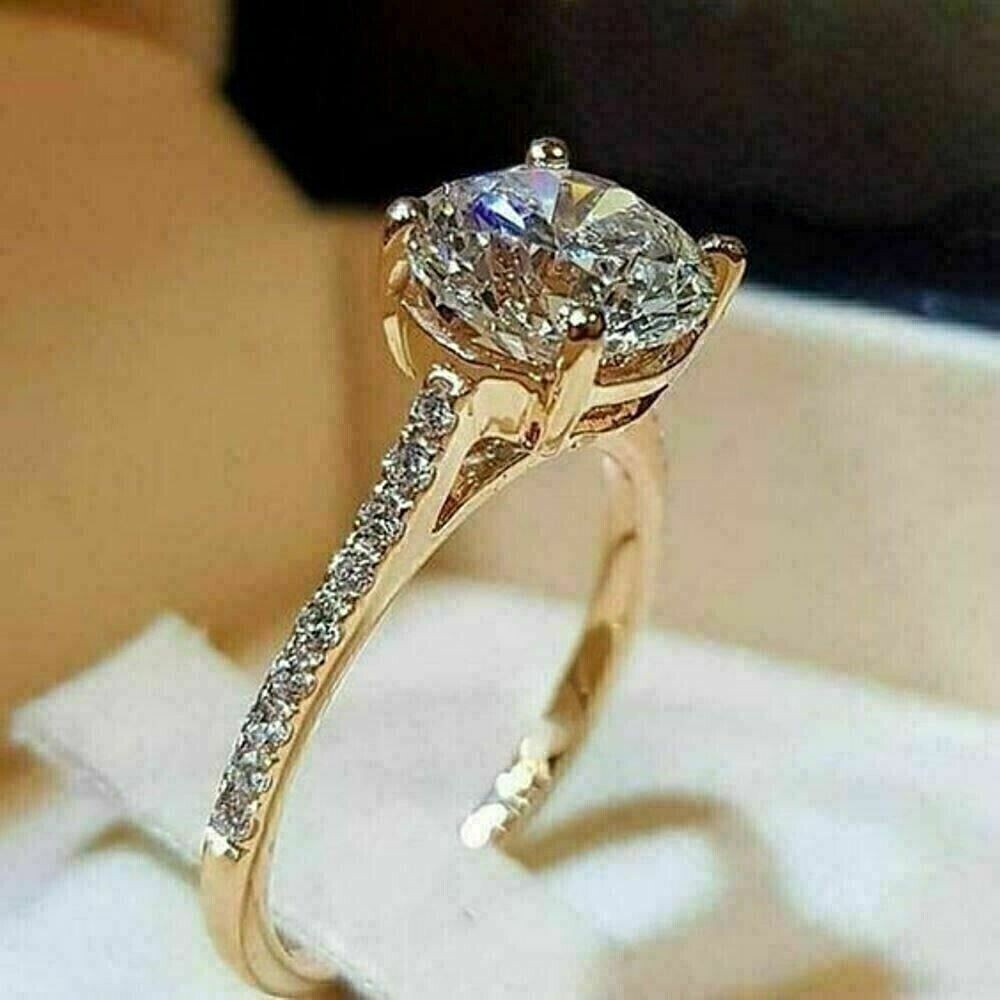 2.85Ct VVS1 Round Lab Created Diamond Wedding Engagement 14K Yellow Gold FN Ring