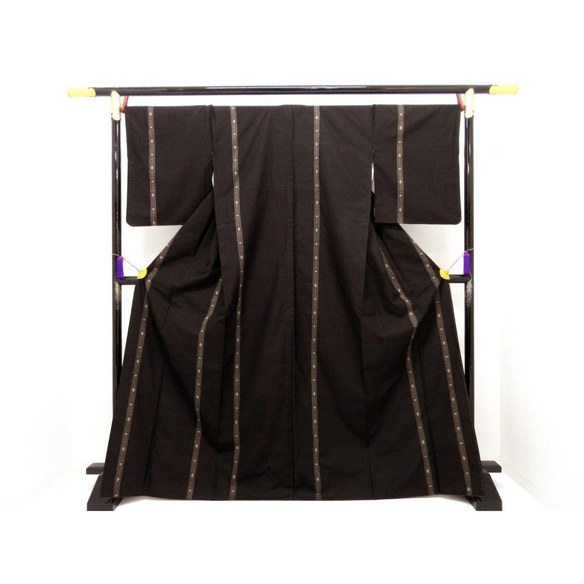 Authentic Japanese Kimono, Oshima silk, seven-mark weave, size 2L (width). #...