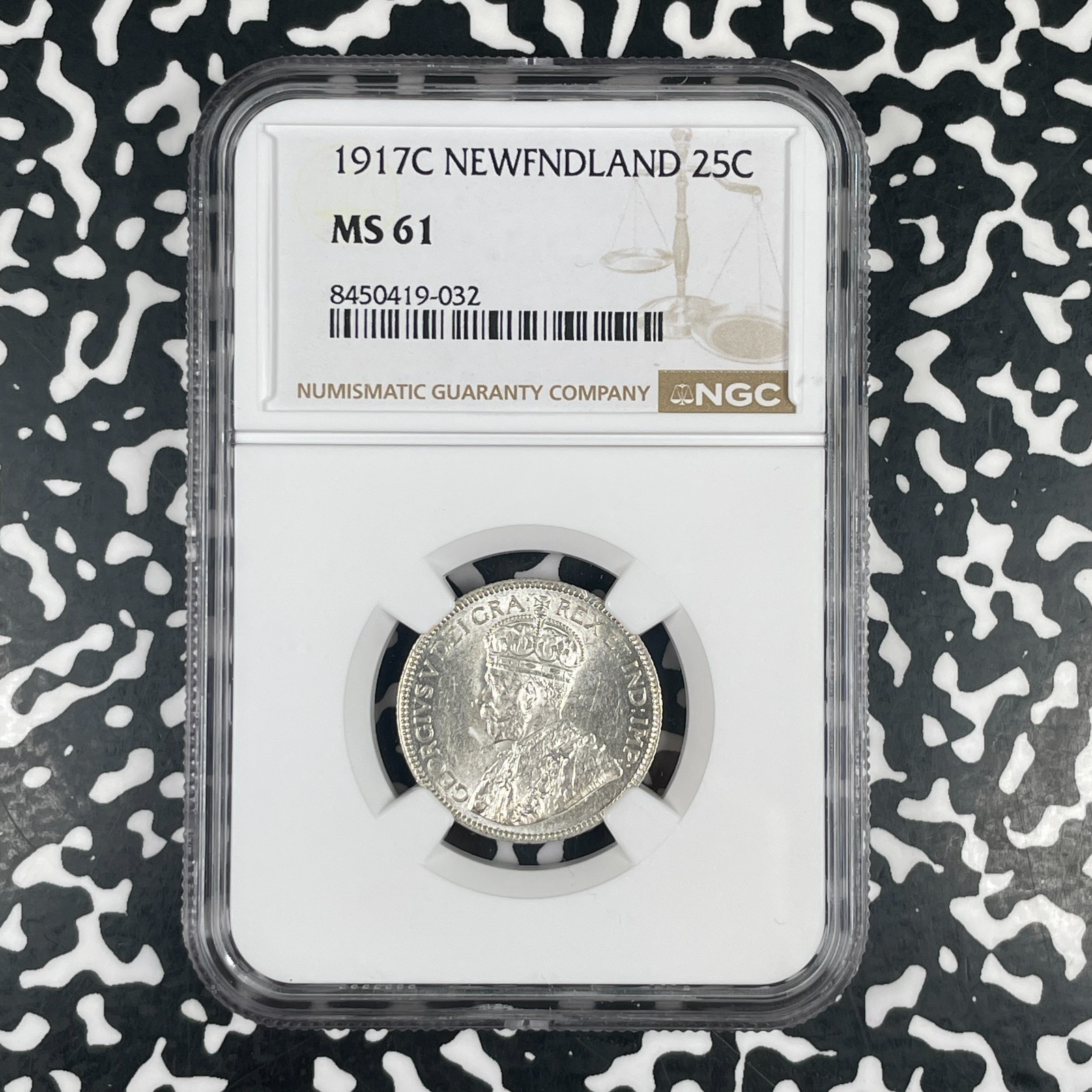 1917-C Newfoundland 25 Cents NGC MS61 Lot#G3722 Silver Nice UNC 1917-C Newfoundland 25 Cents NGC MS61 Lot#G3722 Silver Nice UNC