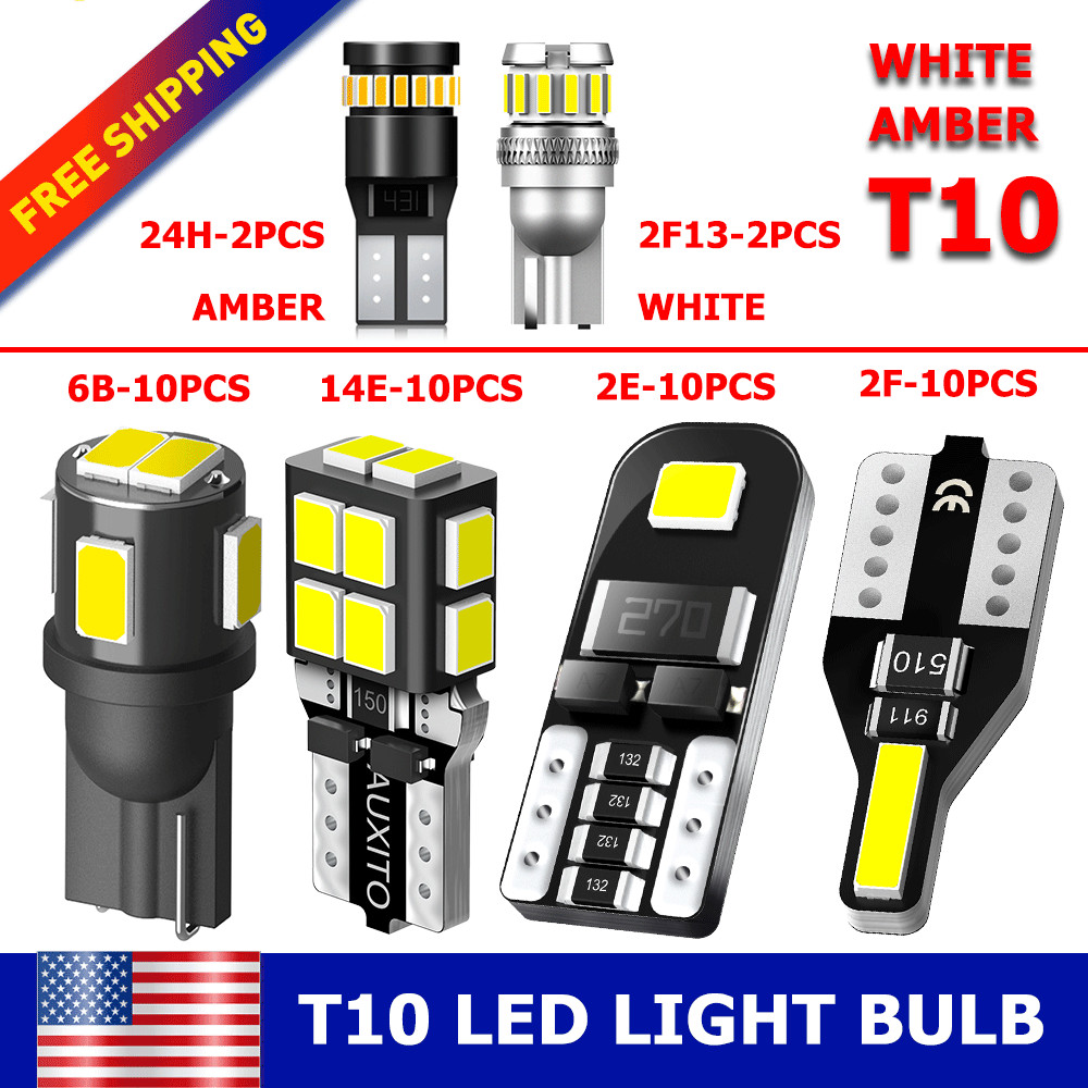 2/10/20/30X T10/194/168 White LED License Plate Interior Light Bulb Super Bright