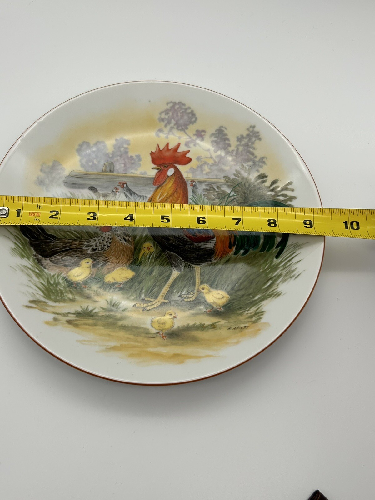 JWK Germany Bavarian Decorative Rooster Themed Plat.  C 1950~Hand Painted