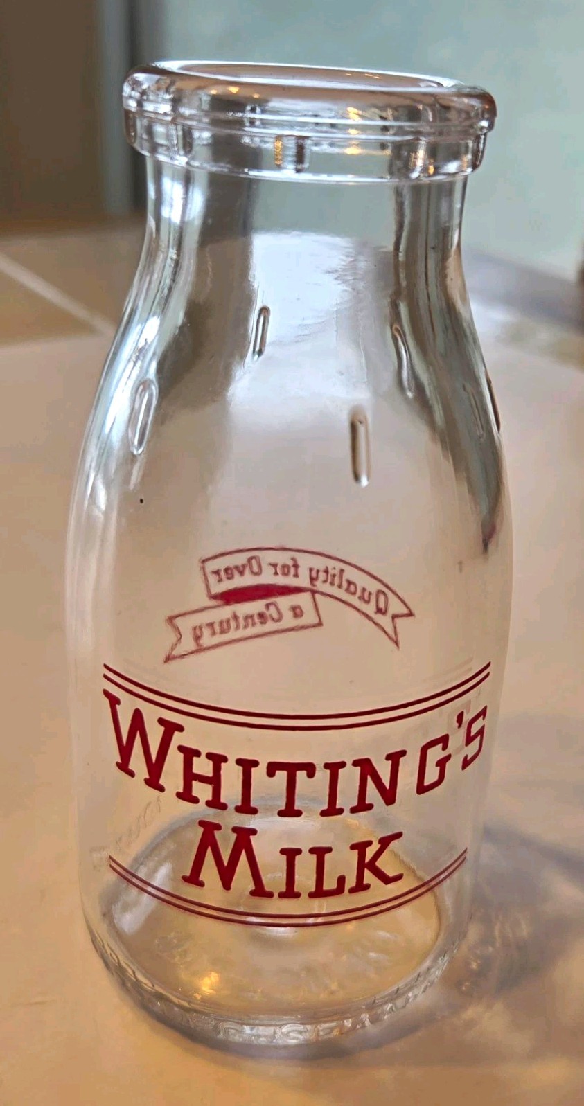 Vintage Whiting's Milk Bottle Clear Glass Milk Bottle 5 Vintage Whiting's Milk Bottle Clear Glass Milk Bottle 5