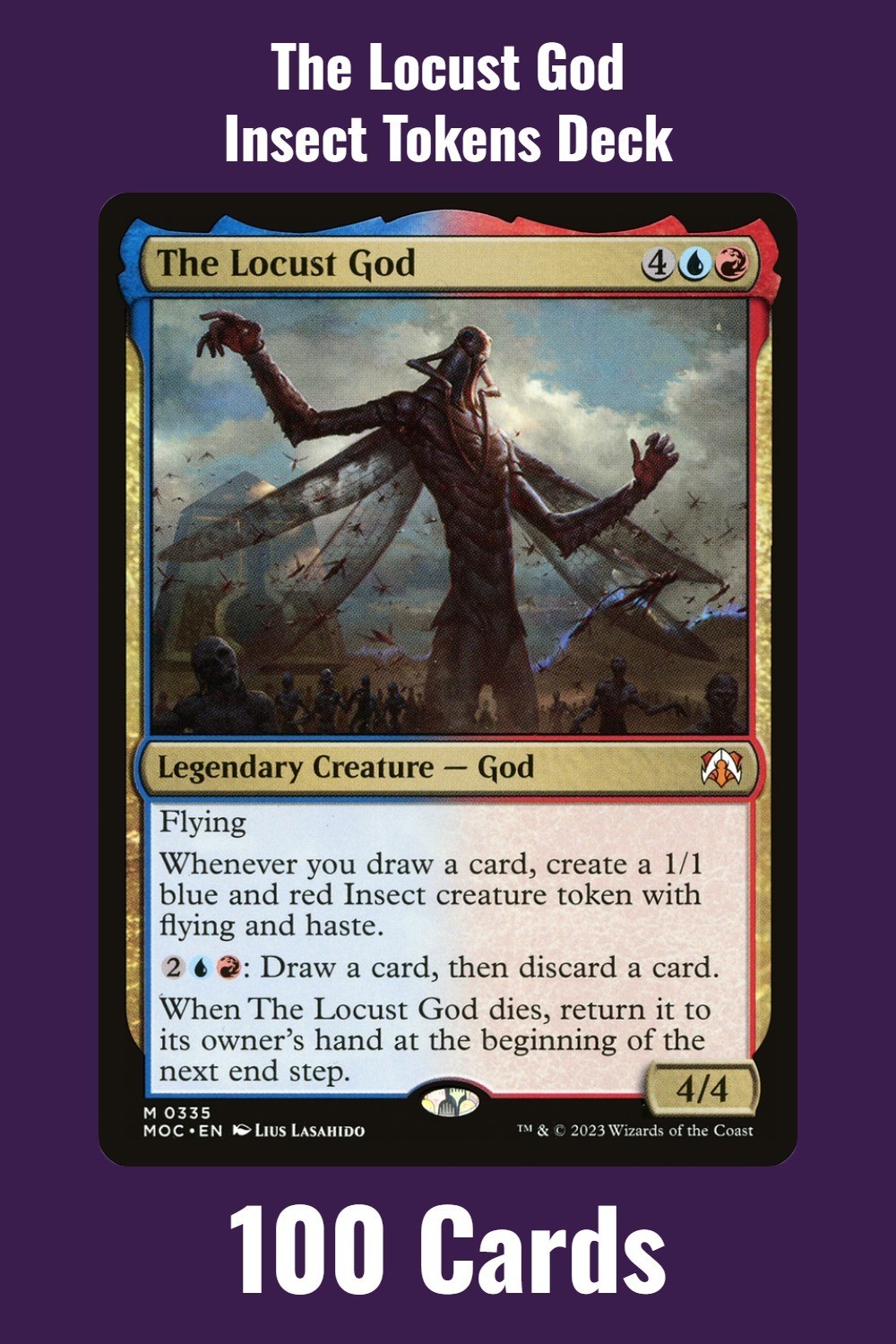 Insect Tokens Custom Commander Deck The Locust God Magic MTG EDH Izzet 100 Card