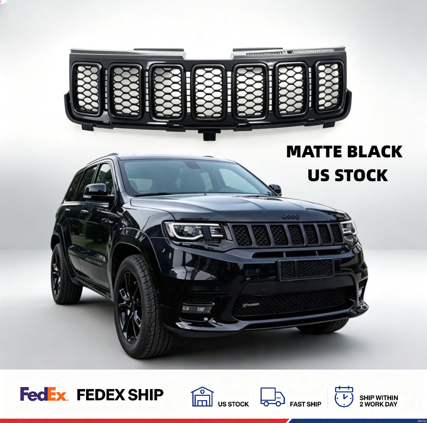 Matte Black Front Upper Grill for 2017-2021 Jeep Grand Cherokee 68258419AC