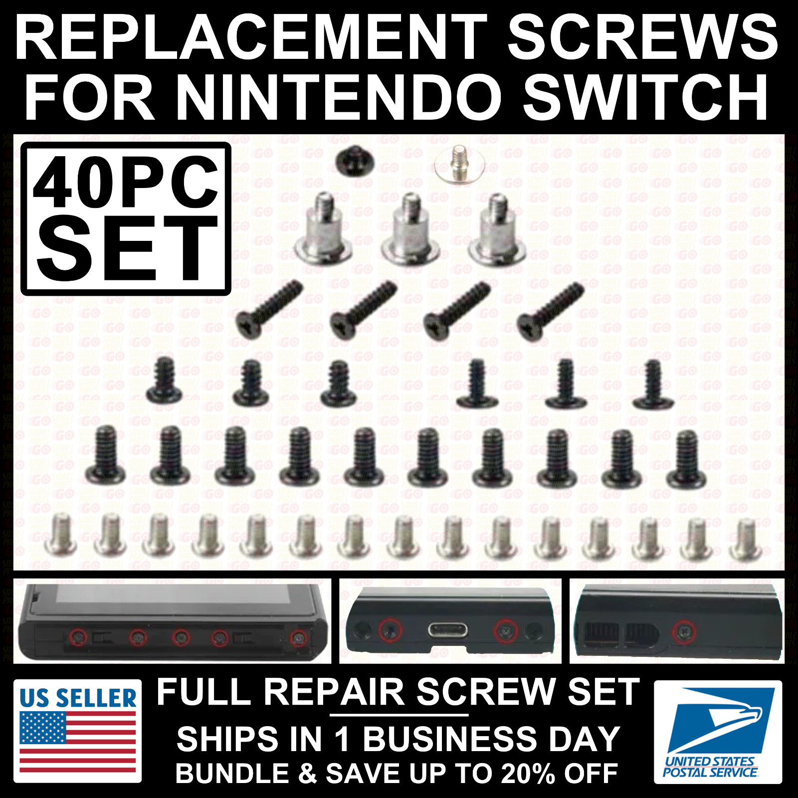 40pcs Screws for Nintendo Switch Console Full Set Repair Replacement Housing 40pcs Screws for Nintendo Switch Console Full Set Repair Replacement Housing