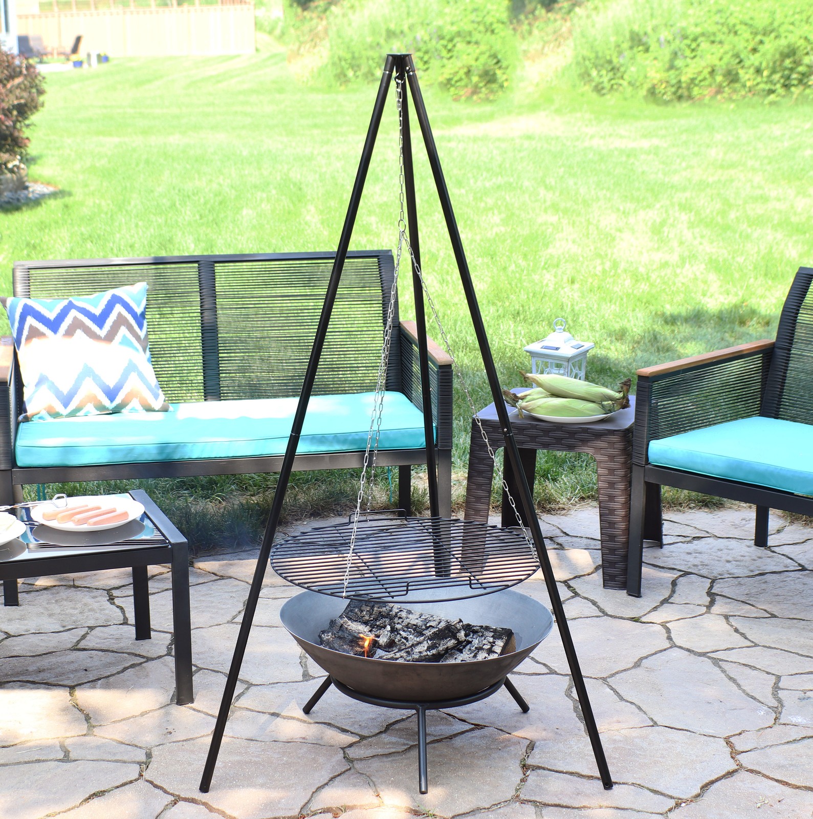 Over the Fire Camping Grill Grate, Campfire Tripod, 22