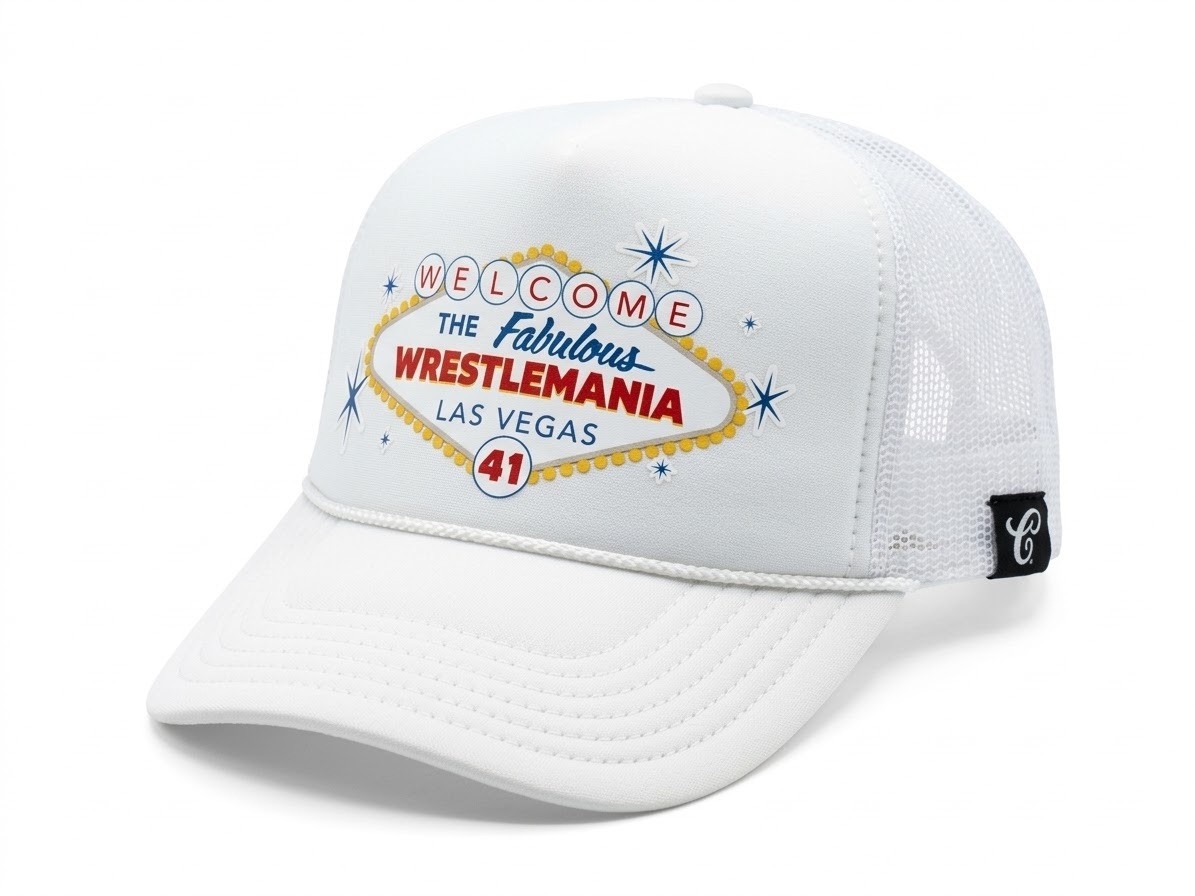 WWE WrestleMania 41 Fabulous Las Vegas Trucker Hat Cap Snapback Adjustable White