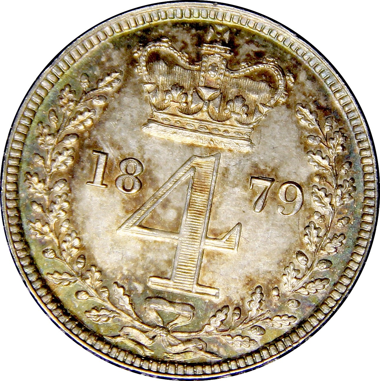 Great Britain Maundy Coin Set 1879 Victoria YH  1d,2d,3d,4d + Original case
