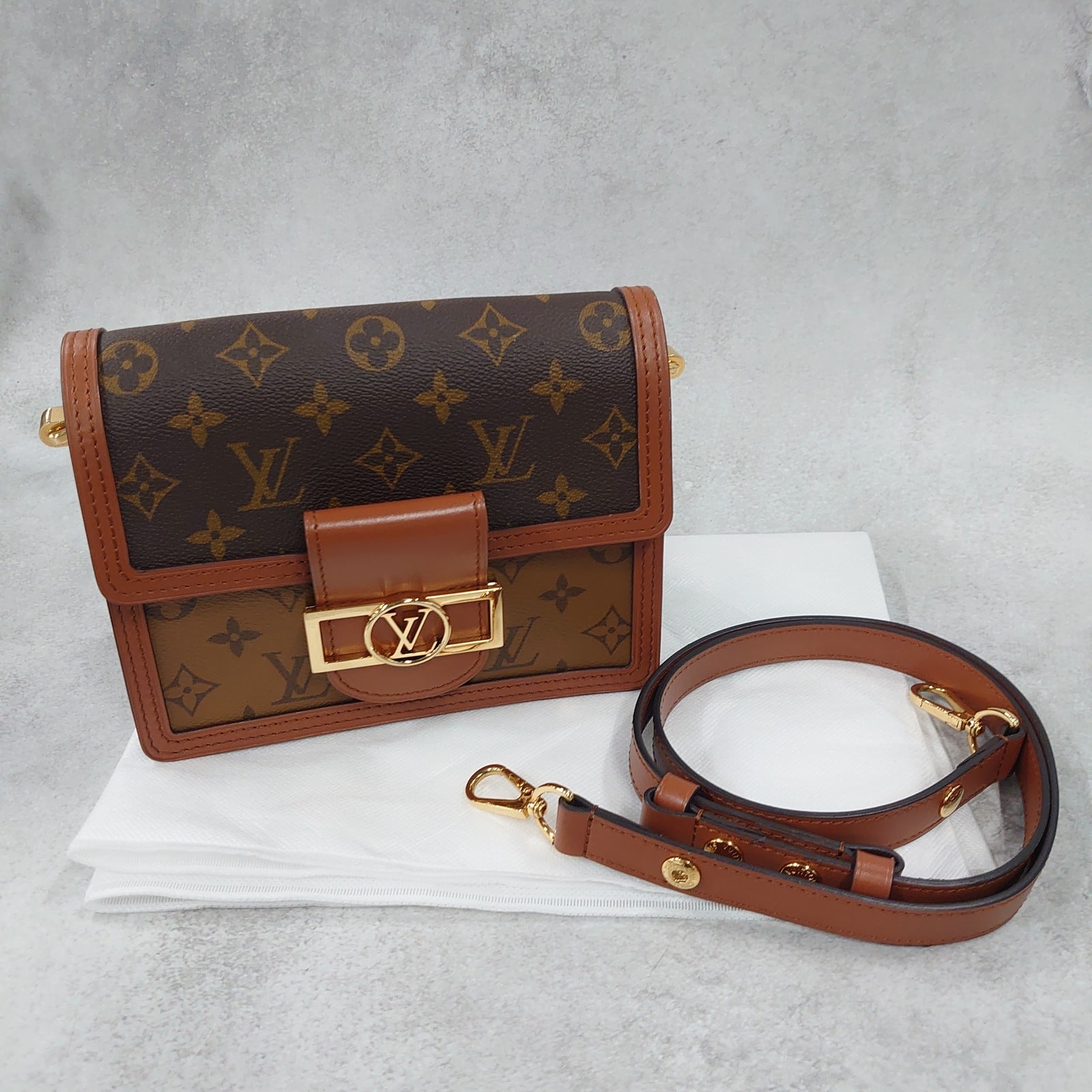 LOUIS VUITTON Daufine MINI Brown Shoulder Bag AUTHENTIC