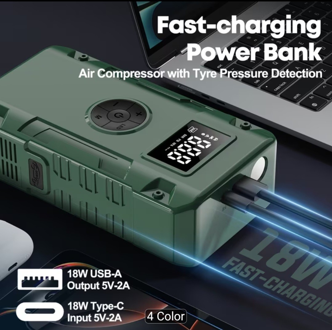 10000a 7 In 1 Multi Function Emergency Starter , Air Pump , Car Battery Charger