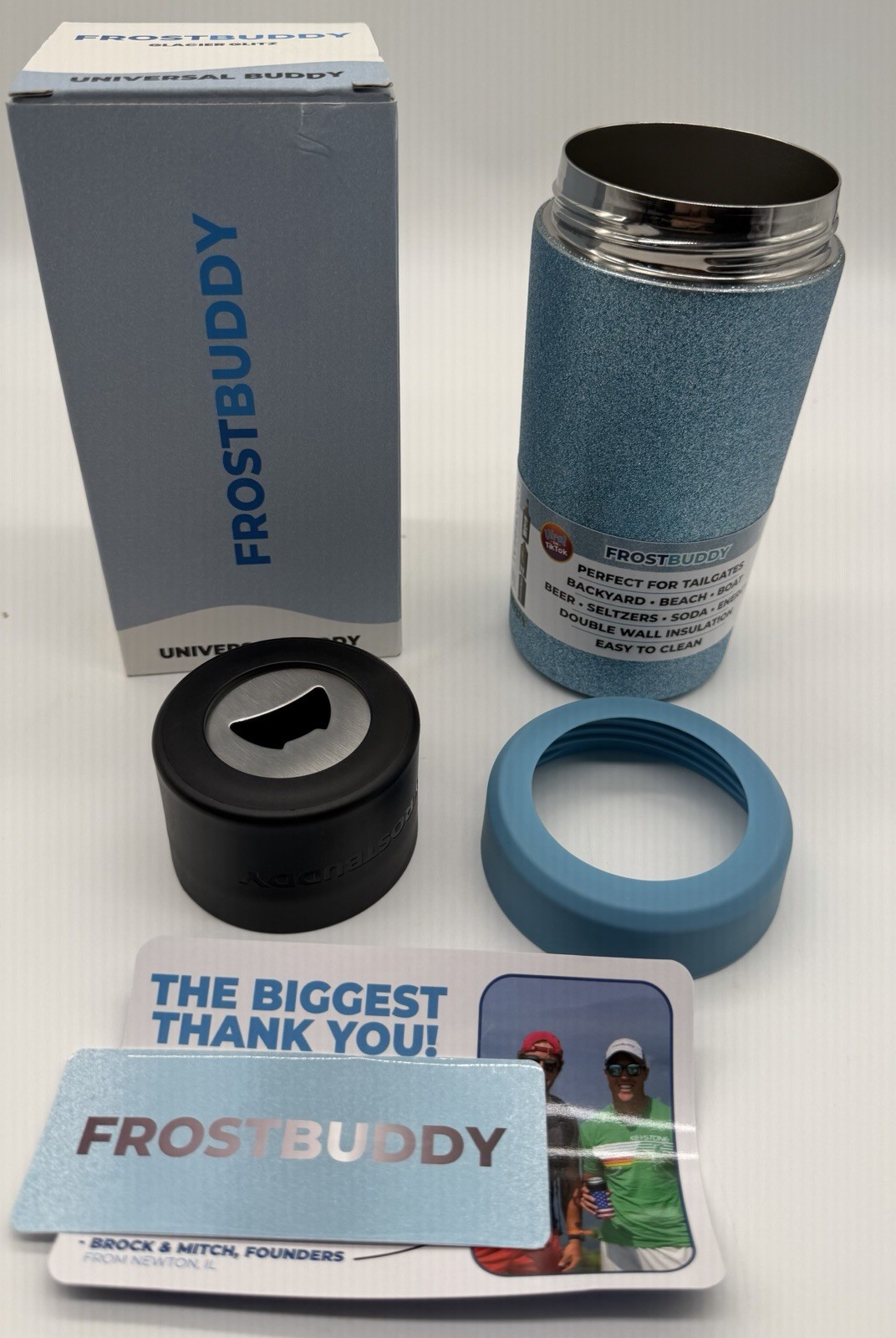 Frost Buddy Glacier Glitz Universal Buddy Can Cooler Tumbler Blue New