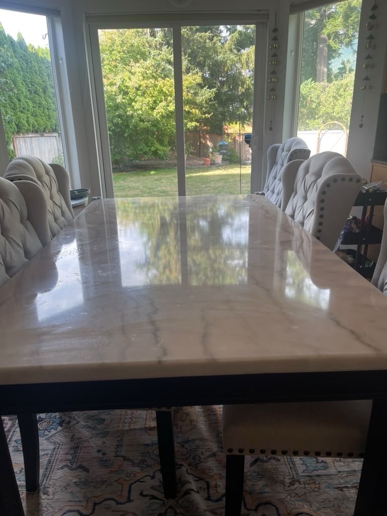 Modern Marble Top Counter Height Dining Table Set with 6 Chairs - Grey & White Modern Marble Top Counter Height Dining Table Set with 6 Chairs - Grey & White