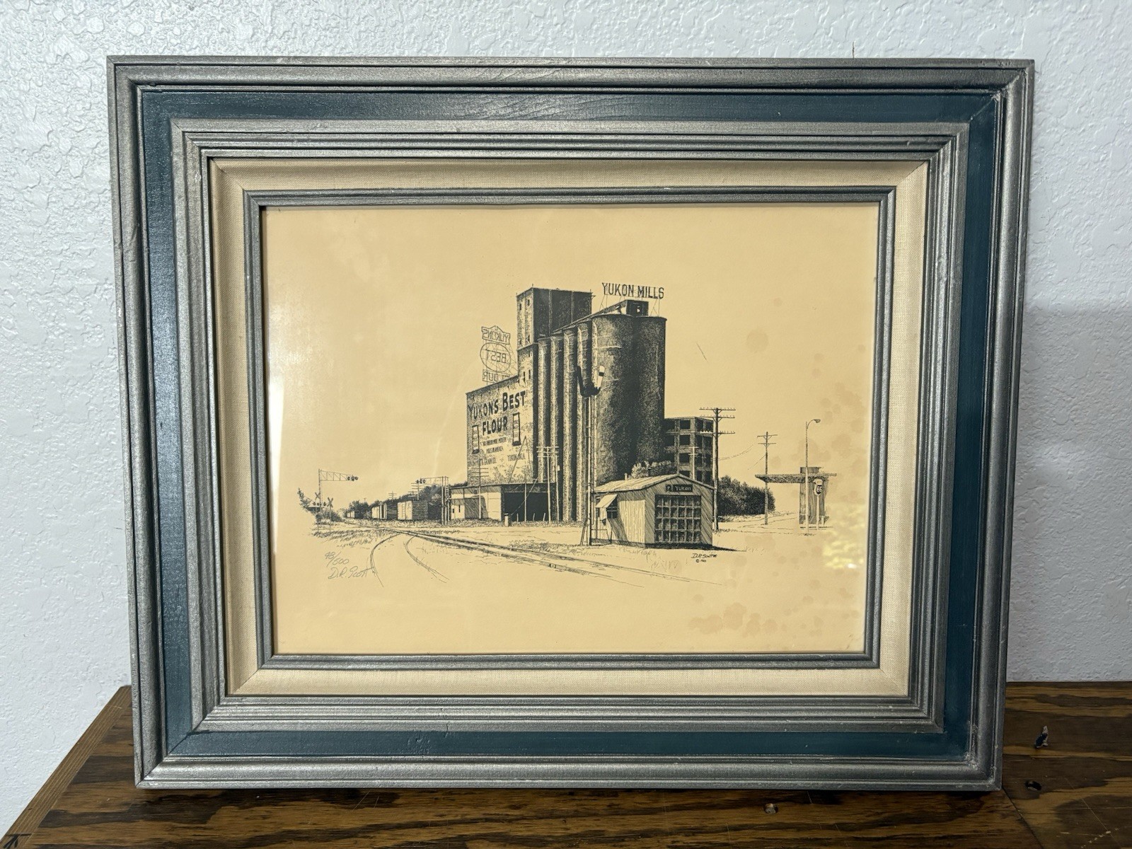 Vintage Framed D.R. Scott 1983 Numbered Art Lithograoph 48/500 Yukon Mills FLAW