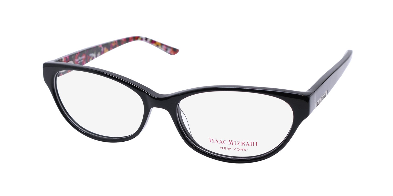 NEW ISAAC MIZRAHI 30029 GLASSES CAT EYE PLASTIC WOMENS BLACK BK FULL-RIM