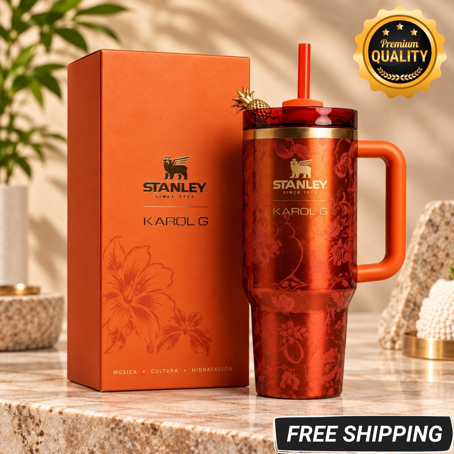 New Stanley 1913 x KAROL G 40 oz Quencher H2.O FlowState Tumbler Usa Ship