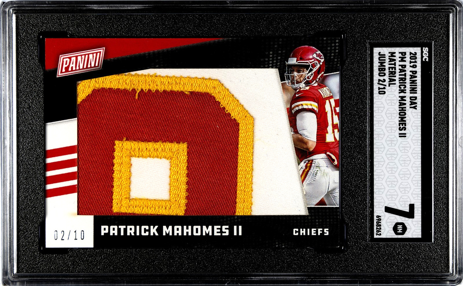 Patrick Mahomes 2019 Panini Day SGC 7 Material Jumbo Jersey Patch Chiefs NFL /10 Patrick Mahomes 2019 Panini Day SGC 7 Material Jumbo Jersey Patch Chiefs NFL /10