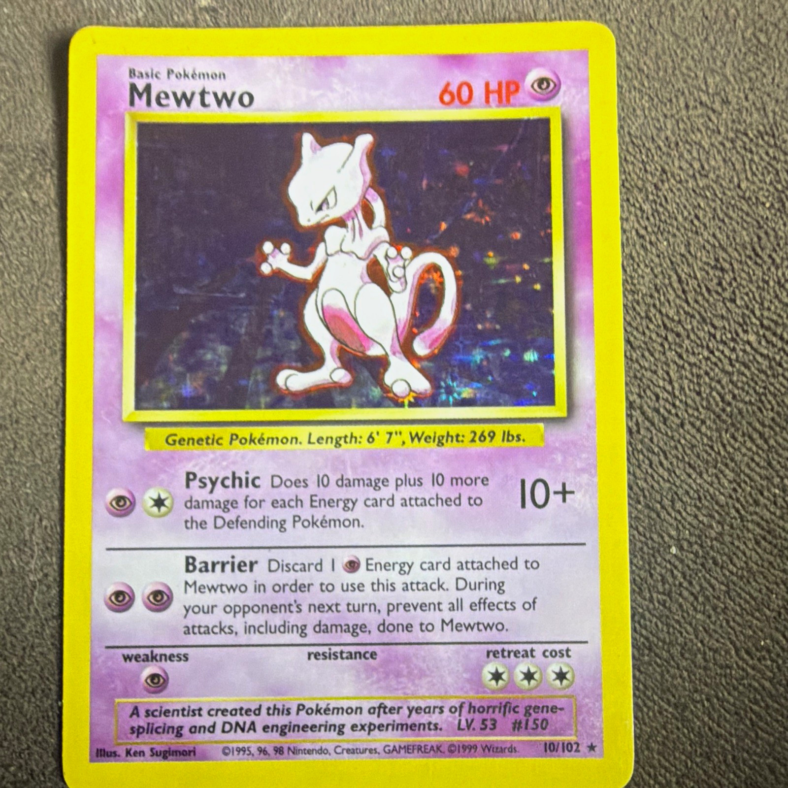 Wizards of the Coast Pokémon TCG Mewtwo 10/102 Base Set Holo Rare Unlimited