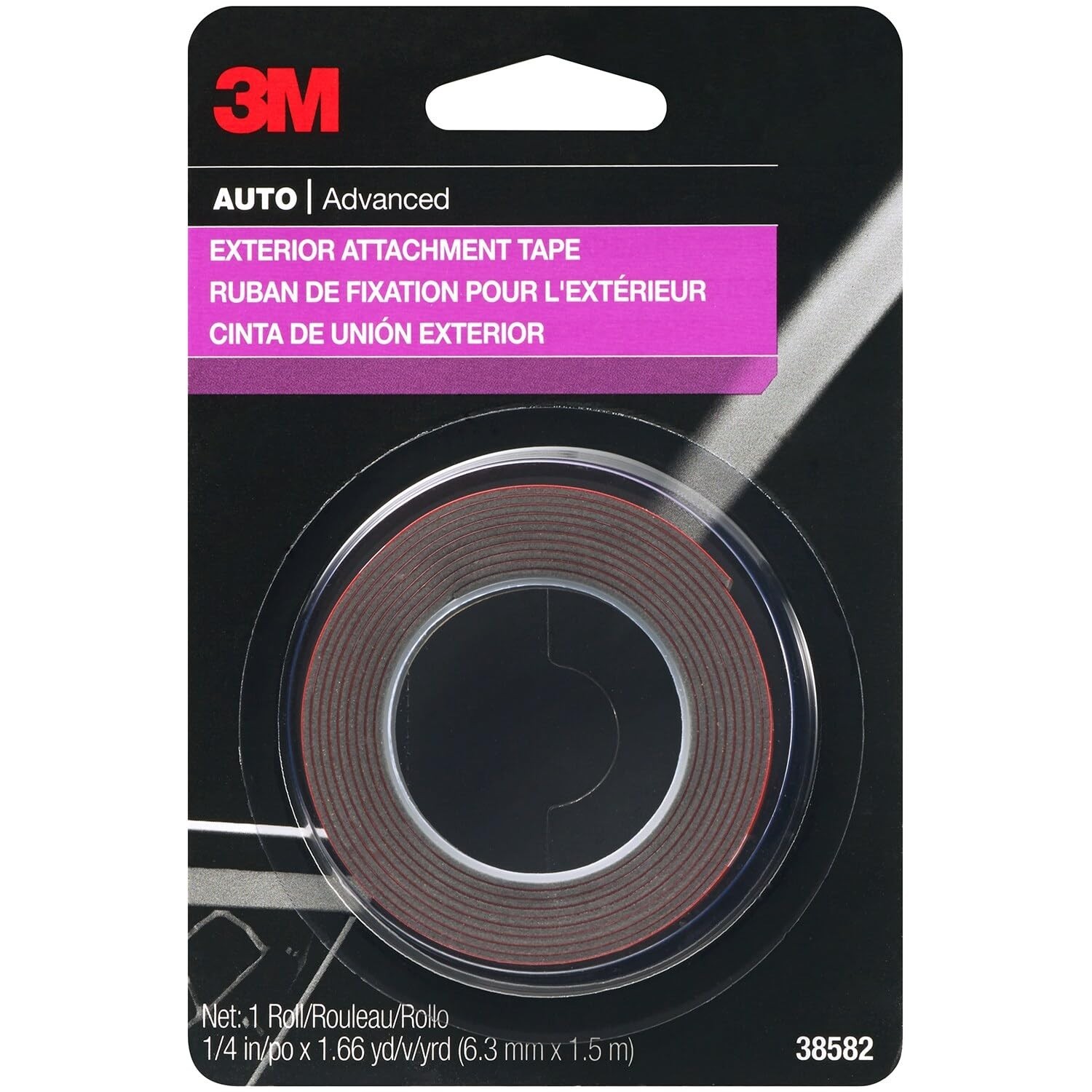 3M Auto Exterior Attachment Tape, 1/4 in x 5 ft, Heavy Duty Double-Sided Automot 3M Auto Exterior Attachment Tape, 1/4 in x 5 ft, Heavy Duty Double-Sided Automot