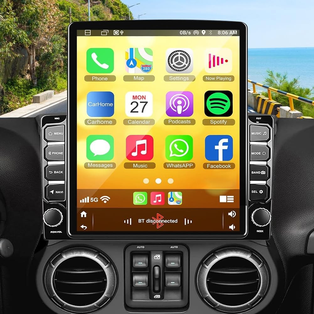 Carplay Car Radio Stereo Android 15 GPS NAV For 2007-2017 Jeep Wrangler JK +CAM