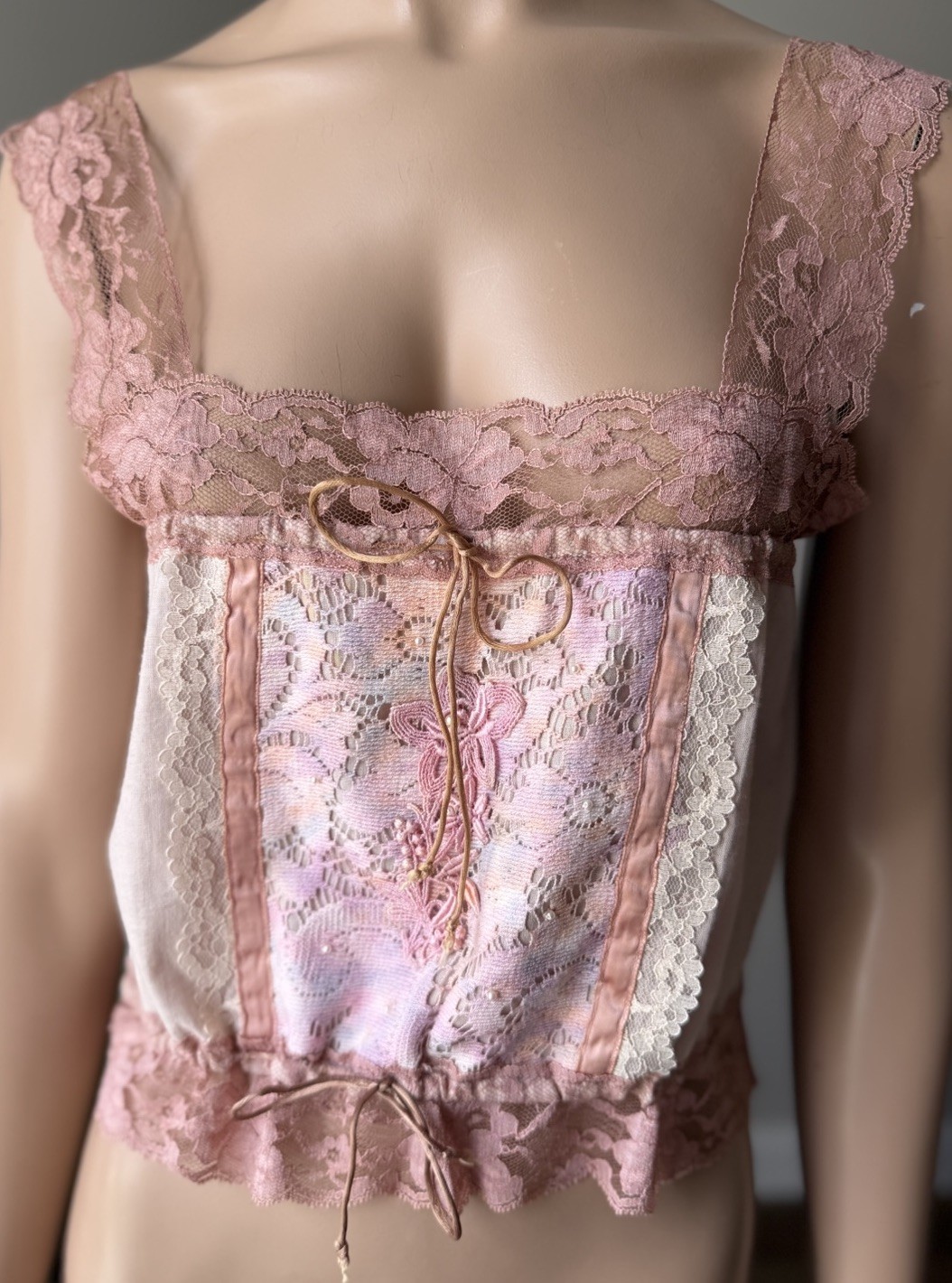 Vtg Neiman Marcus Lorrie Kabala Lace Camisole Top Fairycore Boho One Size OS 80s