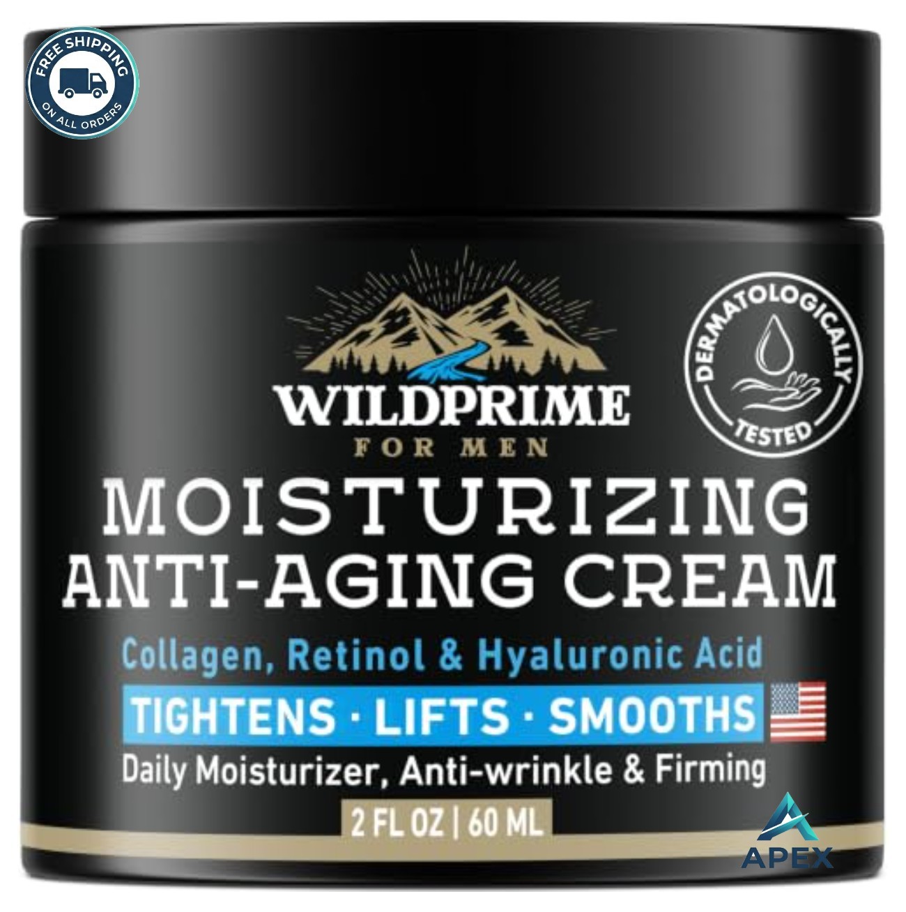 Men\'s Face Moisturizer Cream Anti Aging Wrinkle 2 oz Hyaluronic Acid Vitamin E
