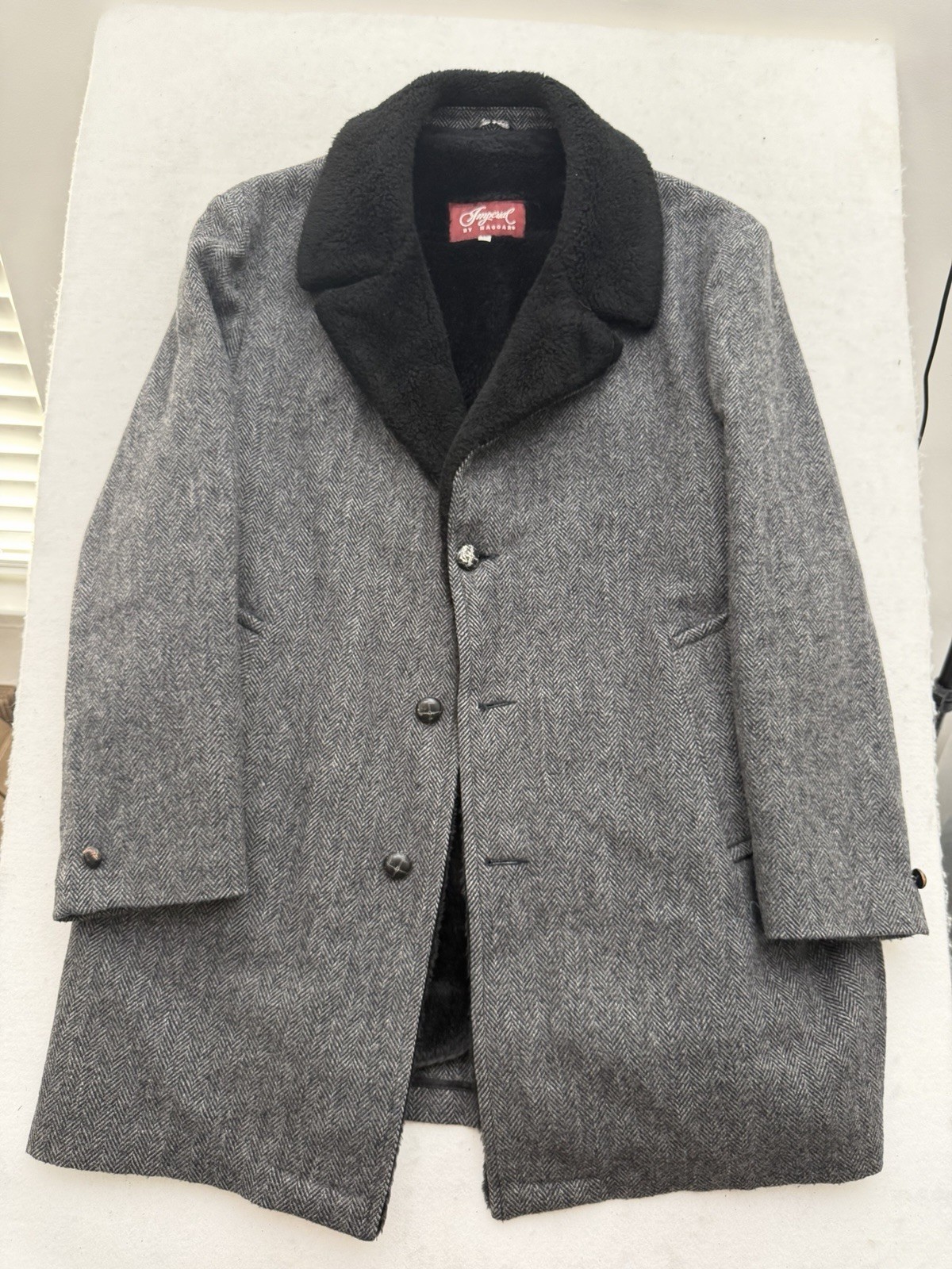 VTG Imperial by Haggar Gray Herringbone Tweed Faux Fur Lined Coat Men’s 46 USA VTG Imperial by Haggar Gray Herringbone Tweed Faux Fur Lined Coat Men’s 46 USA
