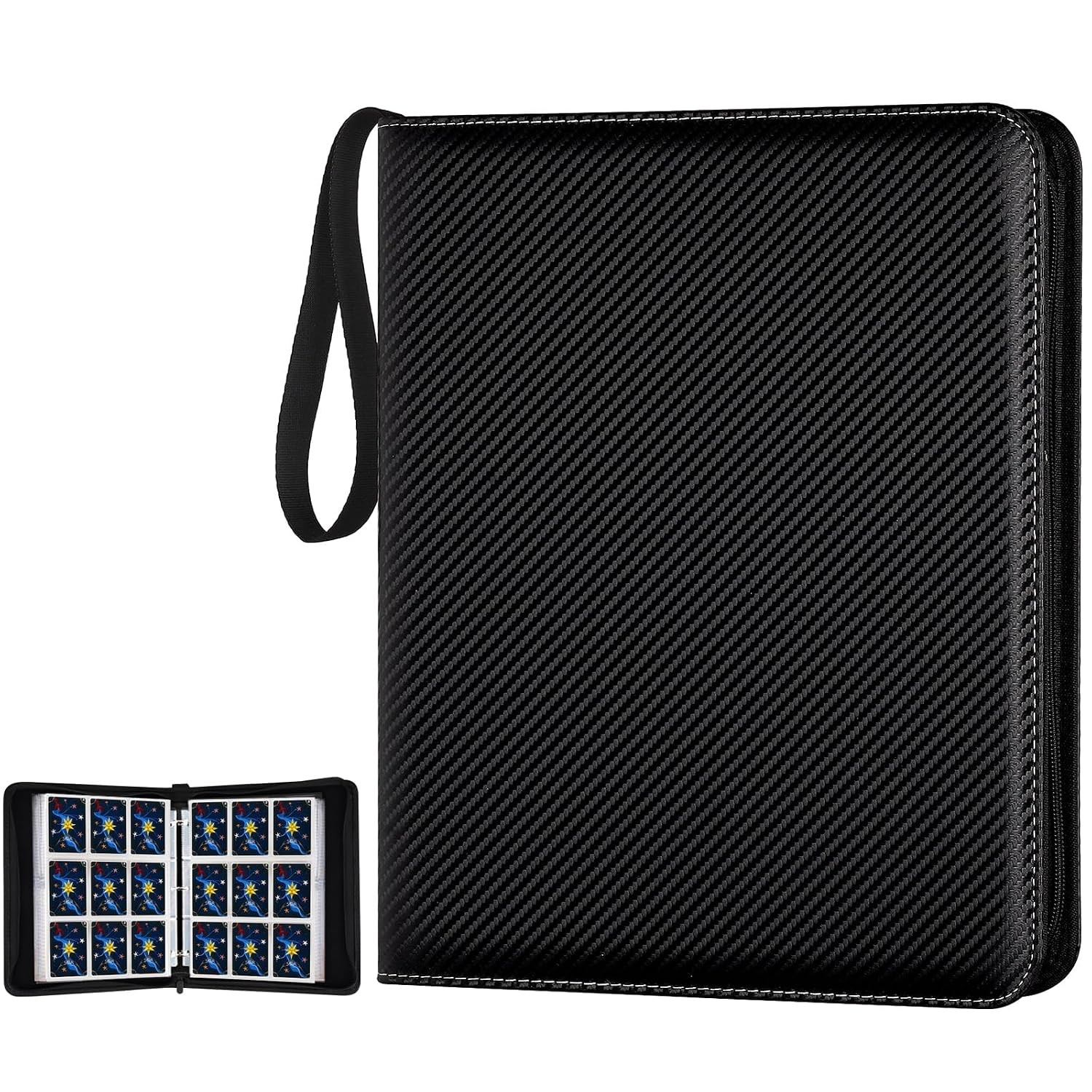 900 Pocket Black Trading Card Binder with 9 Sided Pockets Card Organizer